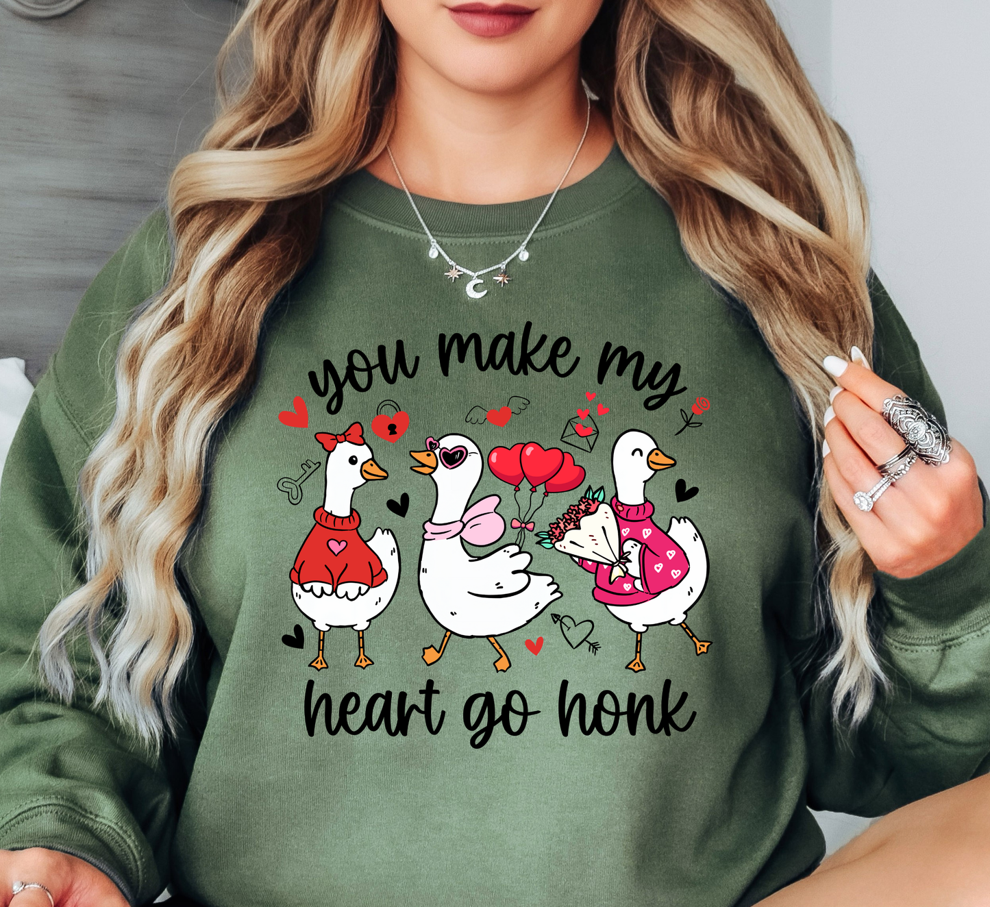 Goose Heart Go Honk Sweatshirt | XoXo Love Collection | Unique Gifts for Family Friends
