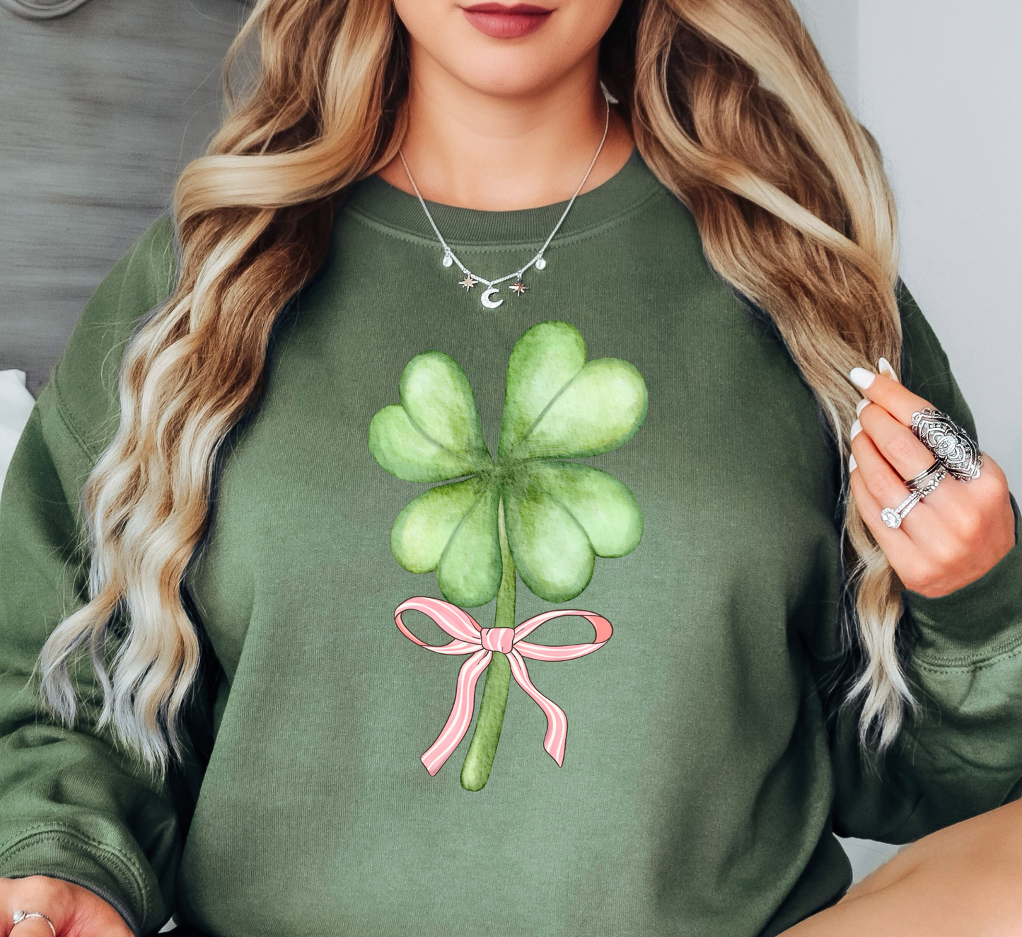 Bow and Shamrock Sweatshirt | Feeling Lucky Collection | Unique Gifts for Family Friends