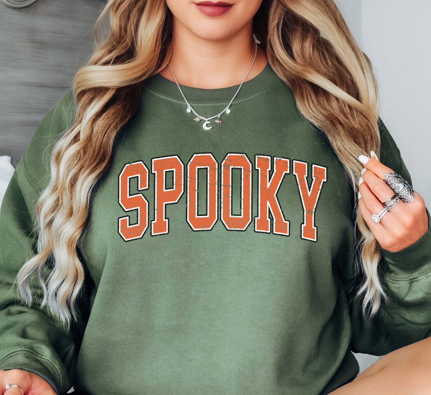 Spooky Varsity Sweatshirt | Boo-tiful Vibes Collection | Unique Gifts for Family Friends