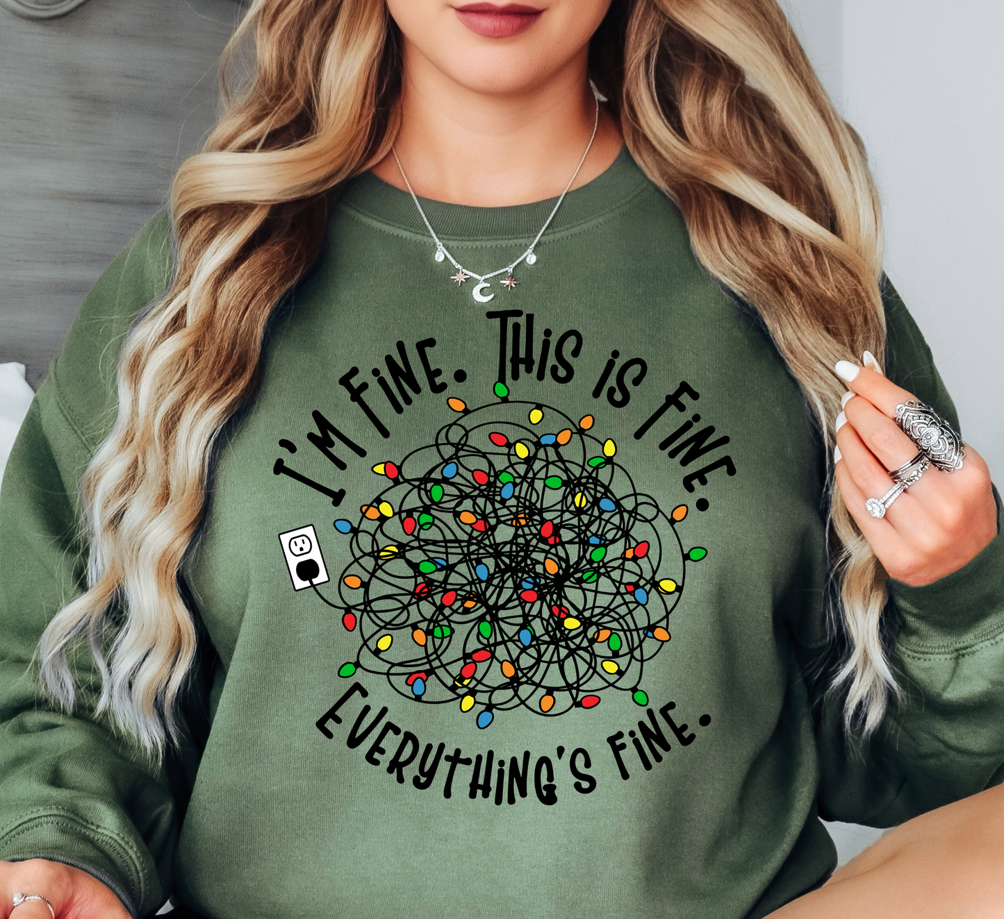 Xmas Lights I'm Fine Sweatshirt | Tis The Season Collection | Unique Gifts for Family Friends