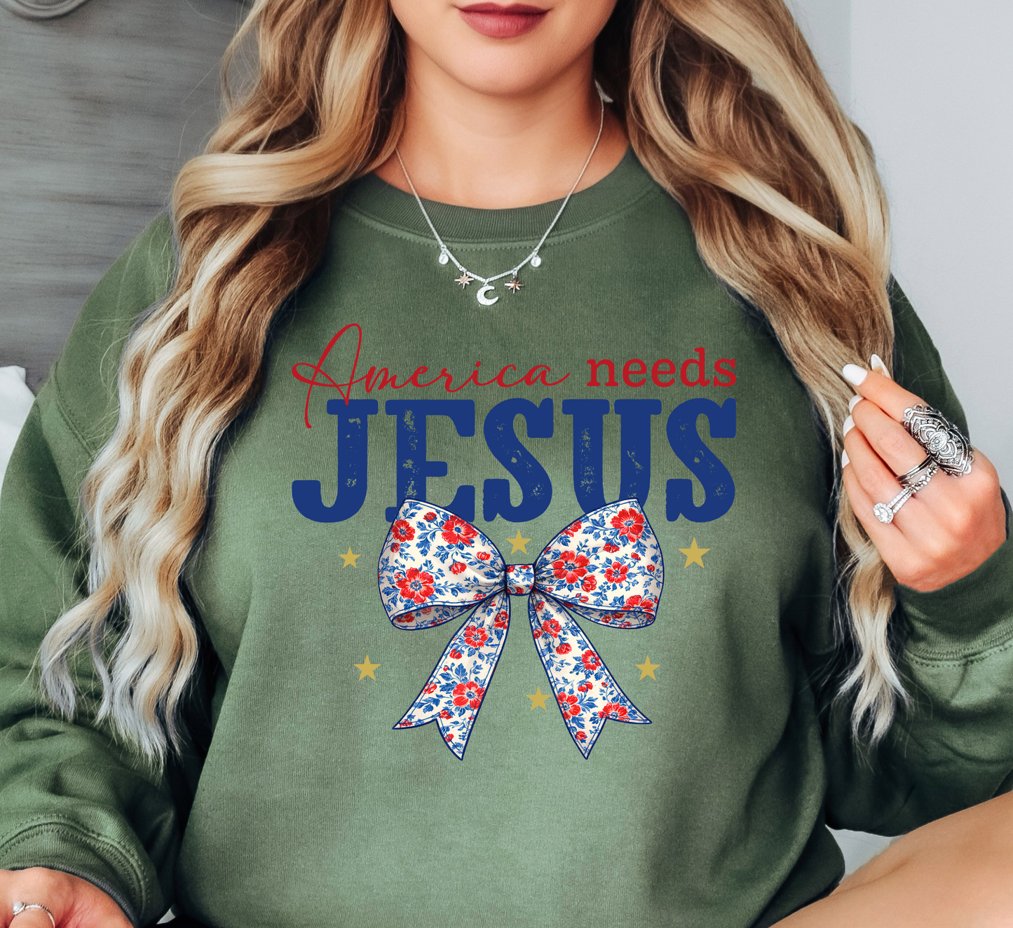 America Needs Jesus Sweatshirt | Stars and Stripes Collection | Unique Gifts for Family and Friends