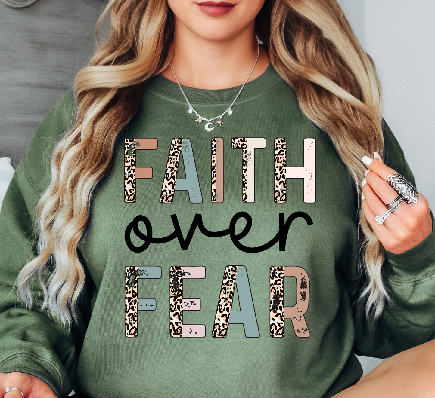 Faith Over Fear Sweatshirt | Walk By Faith Collection | Unique Gifts for Family and Friends