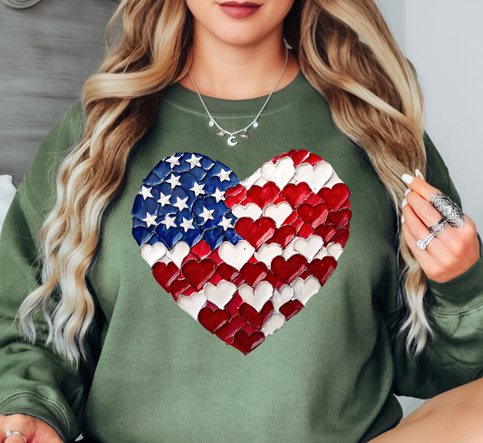 USA Heart Brushstrokes Sweatshirt | Stars and Stripes Collection | Unique Gifts for Family and Friends