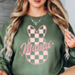 Checkered Mama Bunny Sweatshirt | Mama Mode Activated Collection | Unique Gifts for Family Friends