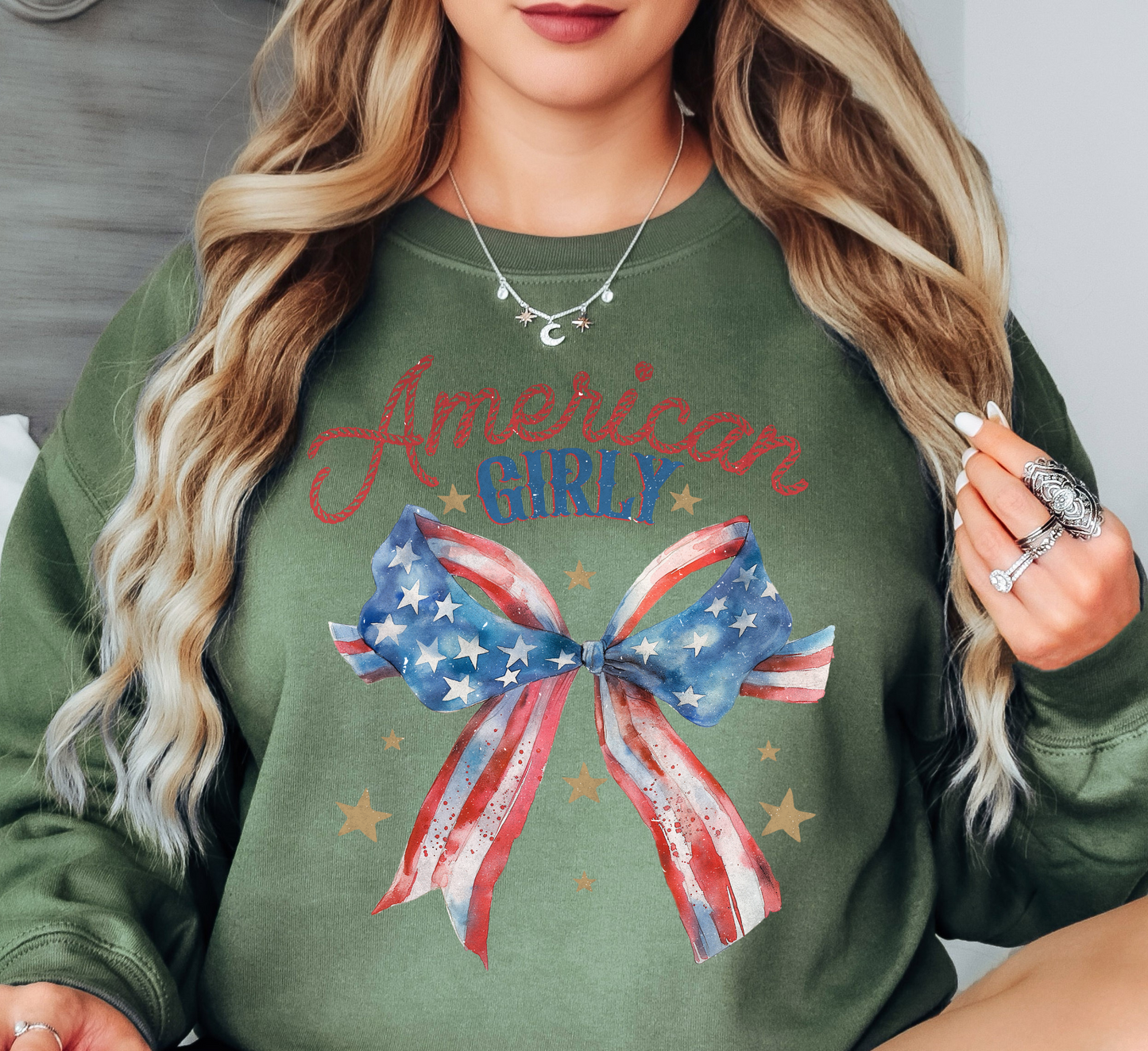 American Girly Sweatshirt | Stars and Stripes Collection | Unique Gifts for Family