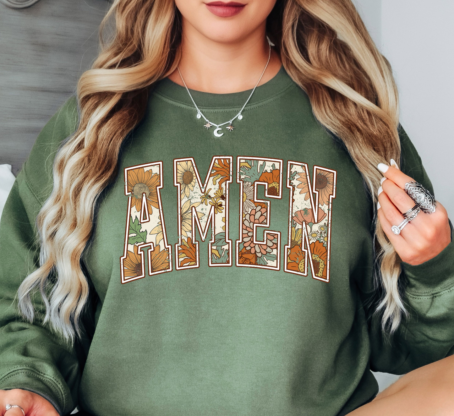 Floral Amen Sweatshirt | Walk By Faith Collection | Unique Gifts for Family and Friends