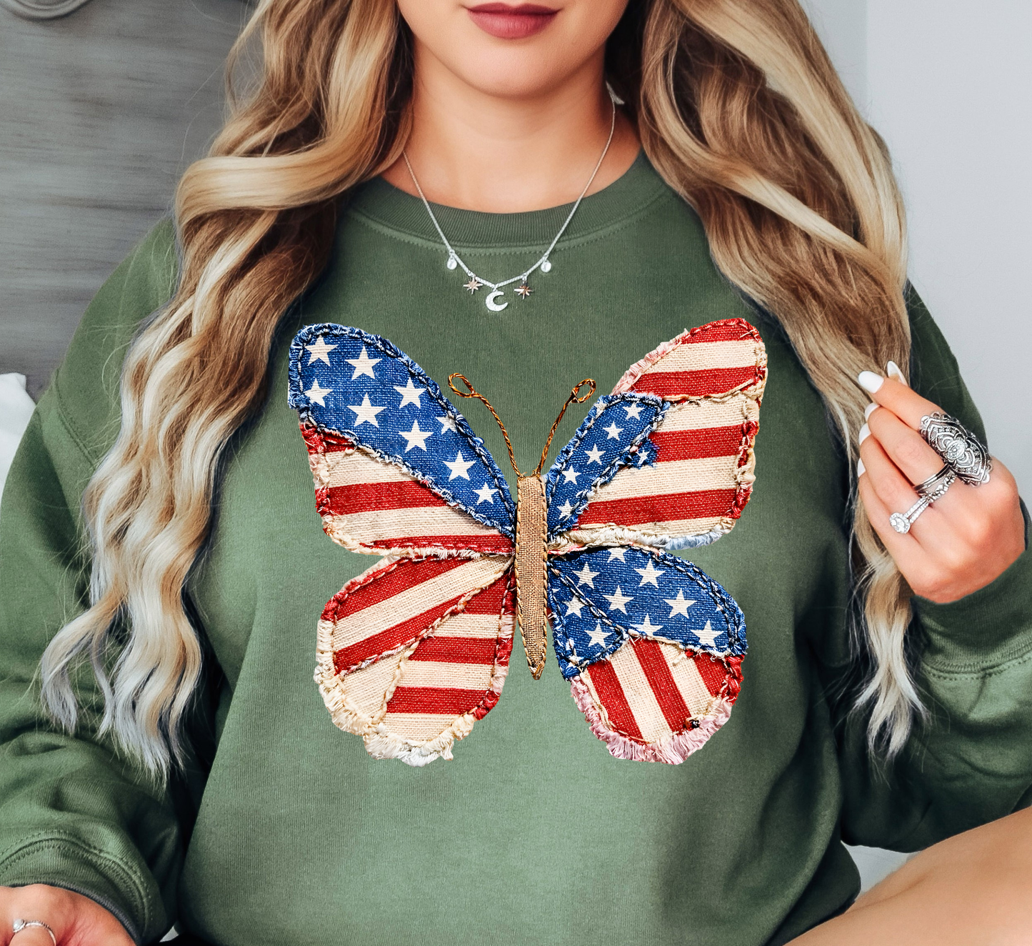 USA Butterfly Sweatshirt | Stars and Stripes Collection | Unique Gifts for Family and Friends