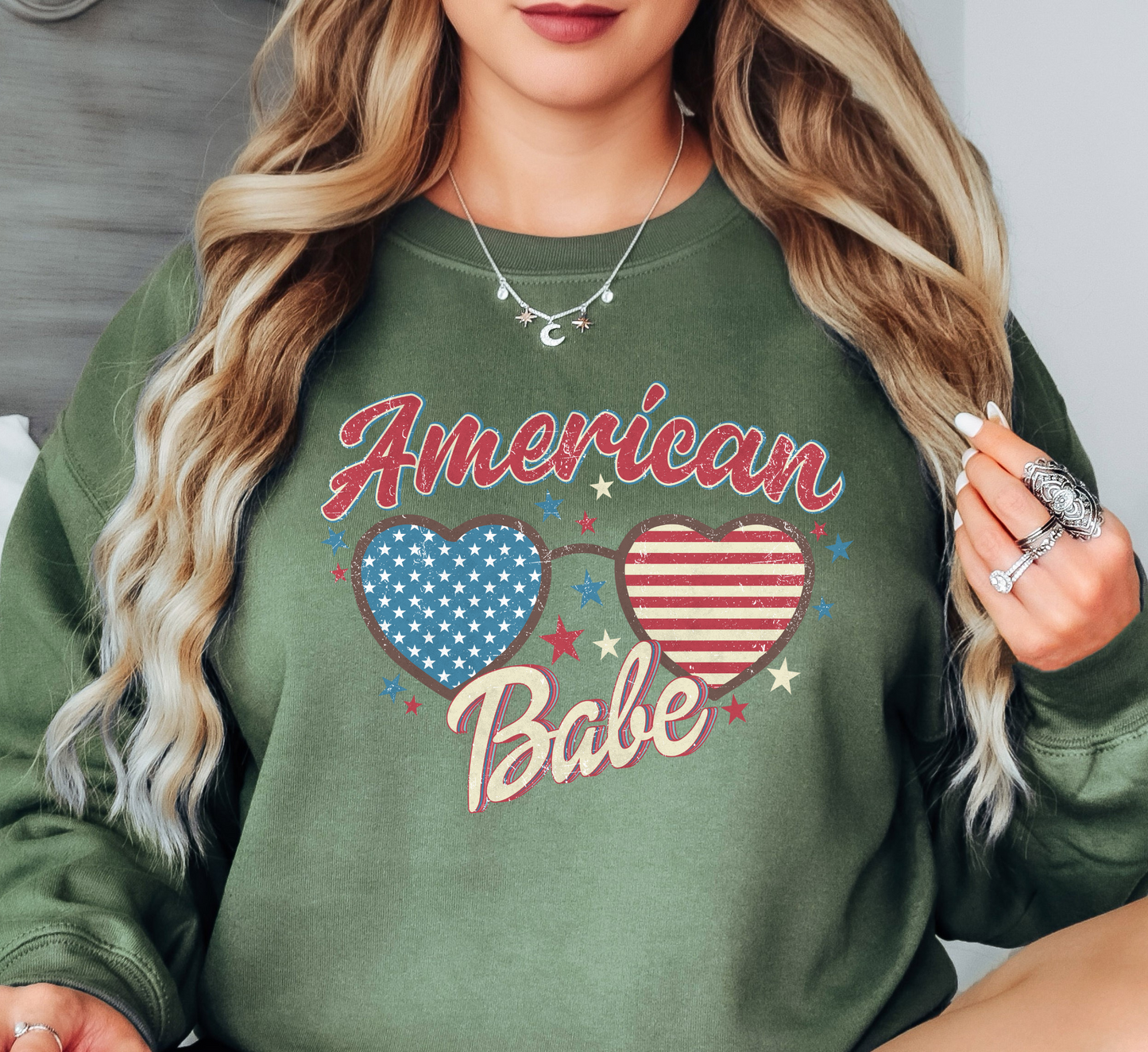 American Babe Sweatshirt | Stars and Stripes Collection | Unique Gifts for Family and Friends