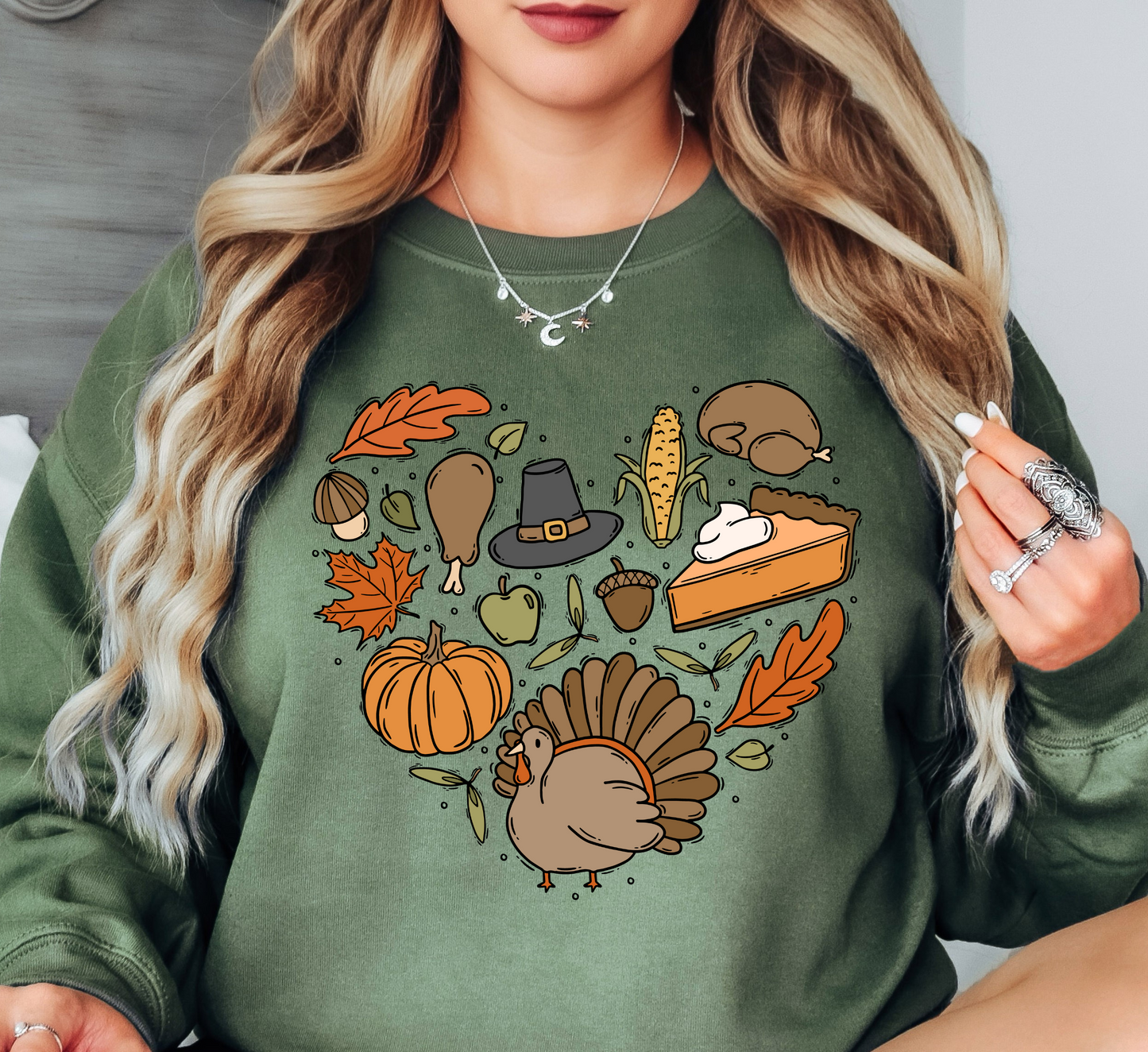 Thanksgiving Heart Doodles Sweatshirt | Harvest Joy Collection | Unique Gifts for Family Friends