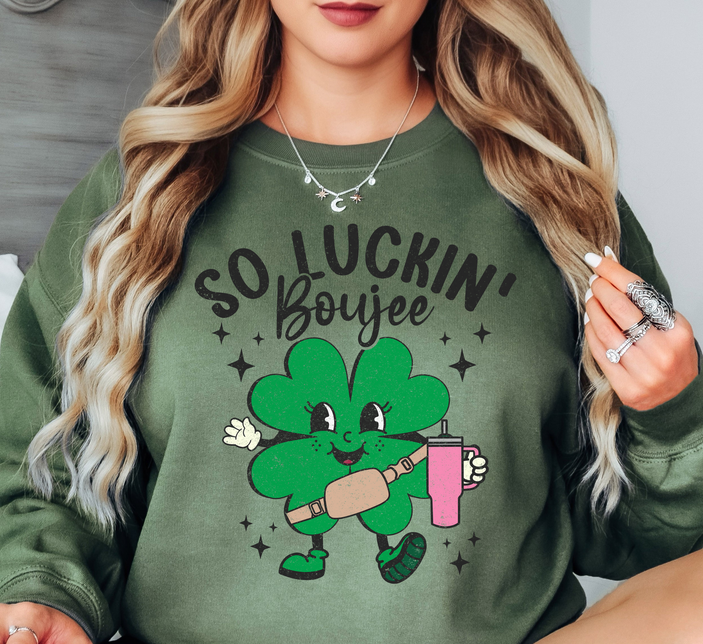 So Luckin' Boujee Sweatshirt | Feeling Lucky Collection | Unique Gifts for Family Friends