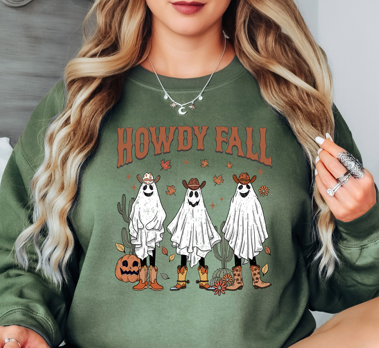 Howdy Fall Ghosts Sweatshirt | Falling For You Collection | Unique Gifts for Family Friends