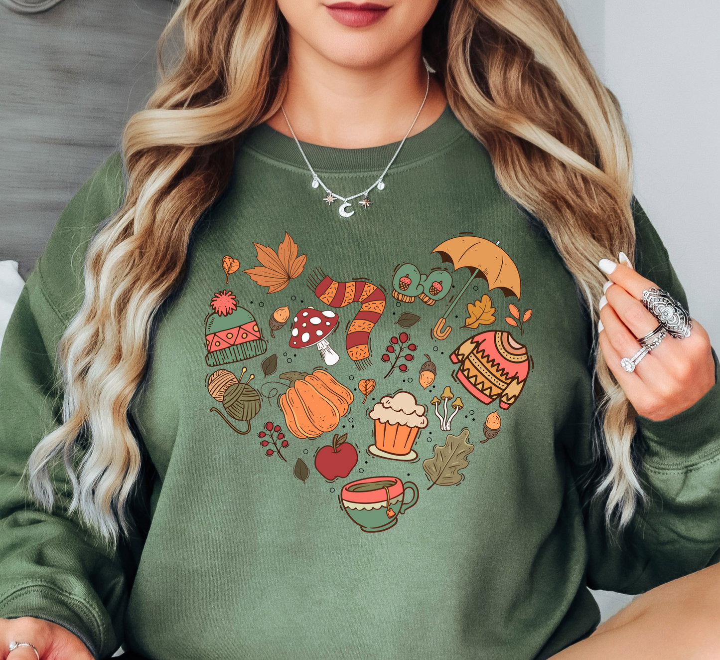 Fall Doodle Heart Sweatshirt | Falling For You Collection | Unique Gifts for Family Friends