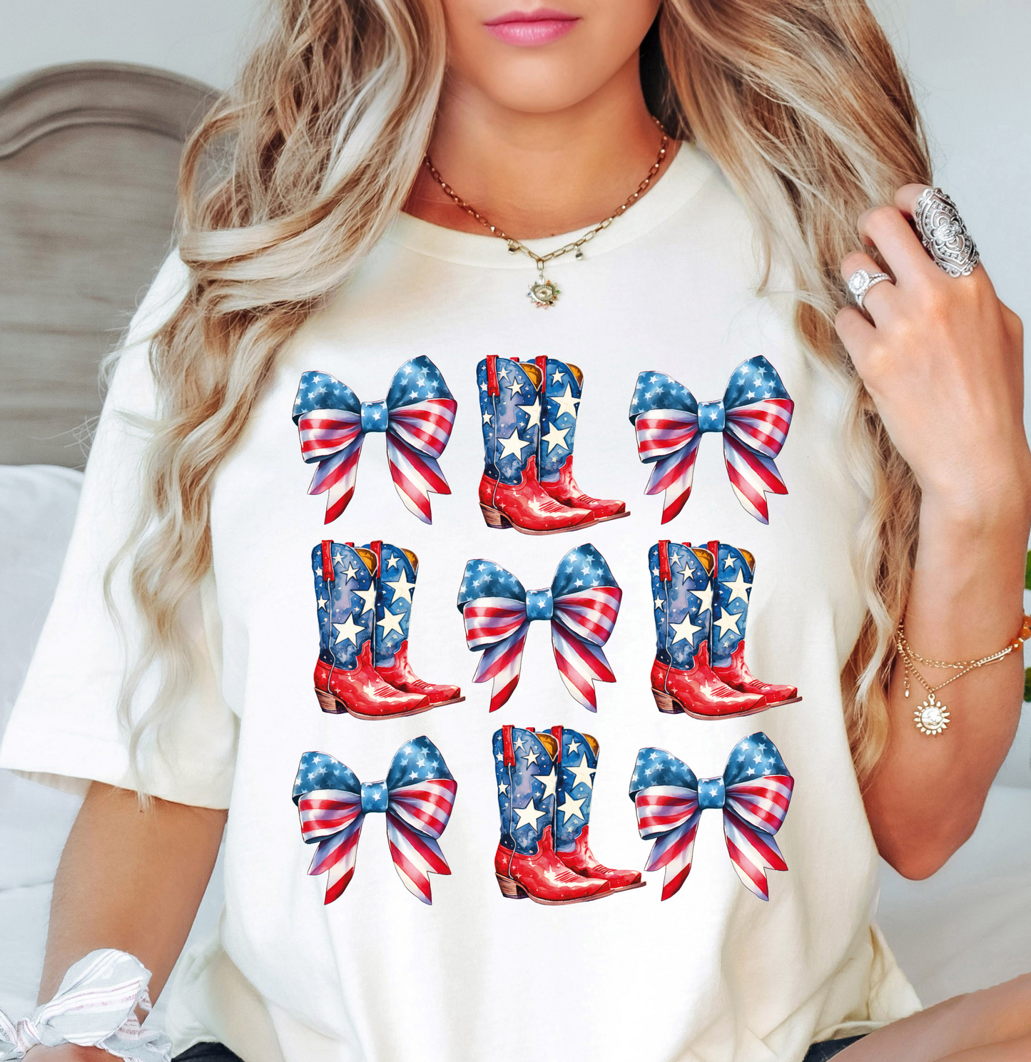 Coquette and Boots Tee | Stars and Stripes Collection | Unisex Pre-Shrunk T-Shirt