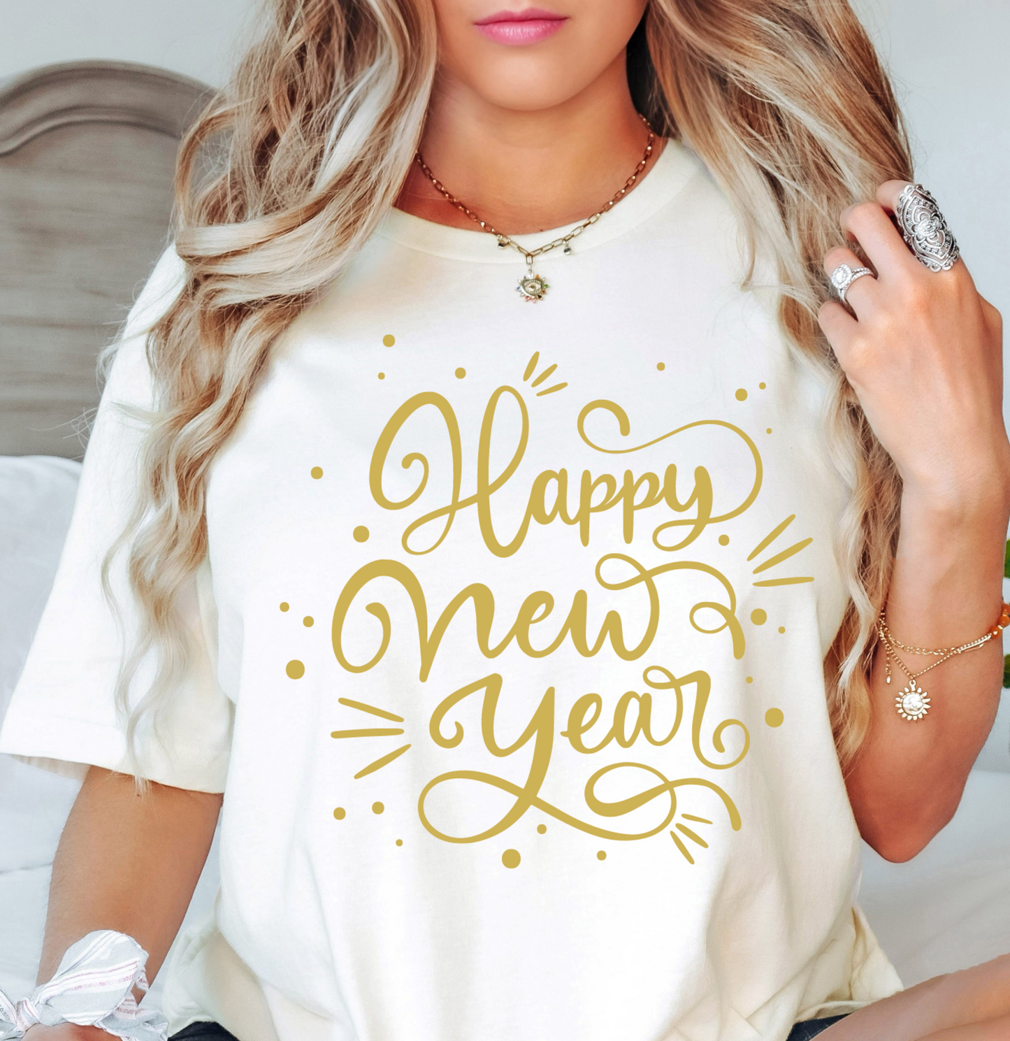 Happy New Year Gold Tee | New Year Magic Collection | Unisex Pre-Shrunk T-Shirt