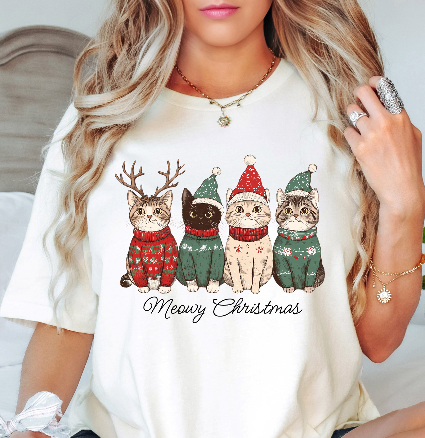 Meowy Cat Christmas Tee | Pawsitive Vibes Collection | Unisex Pre-Shrunk T-Shirt