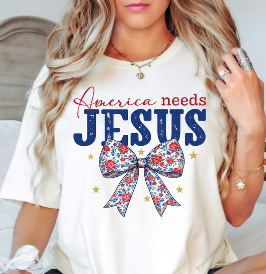 America Needs Jesus Tee | Stars and Stripes Collection | Unisex Pre-Shrunk T-Shirt