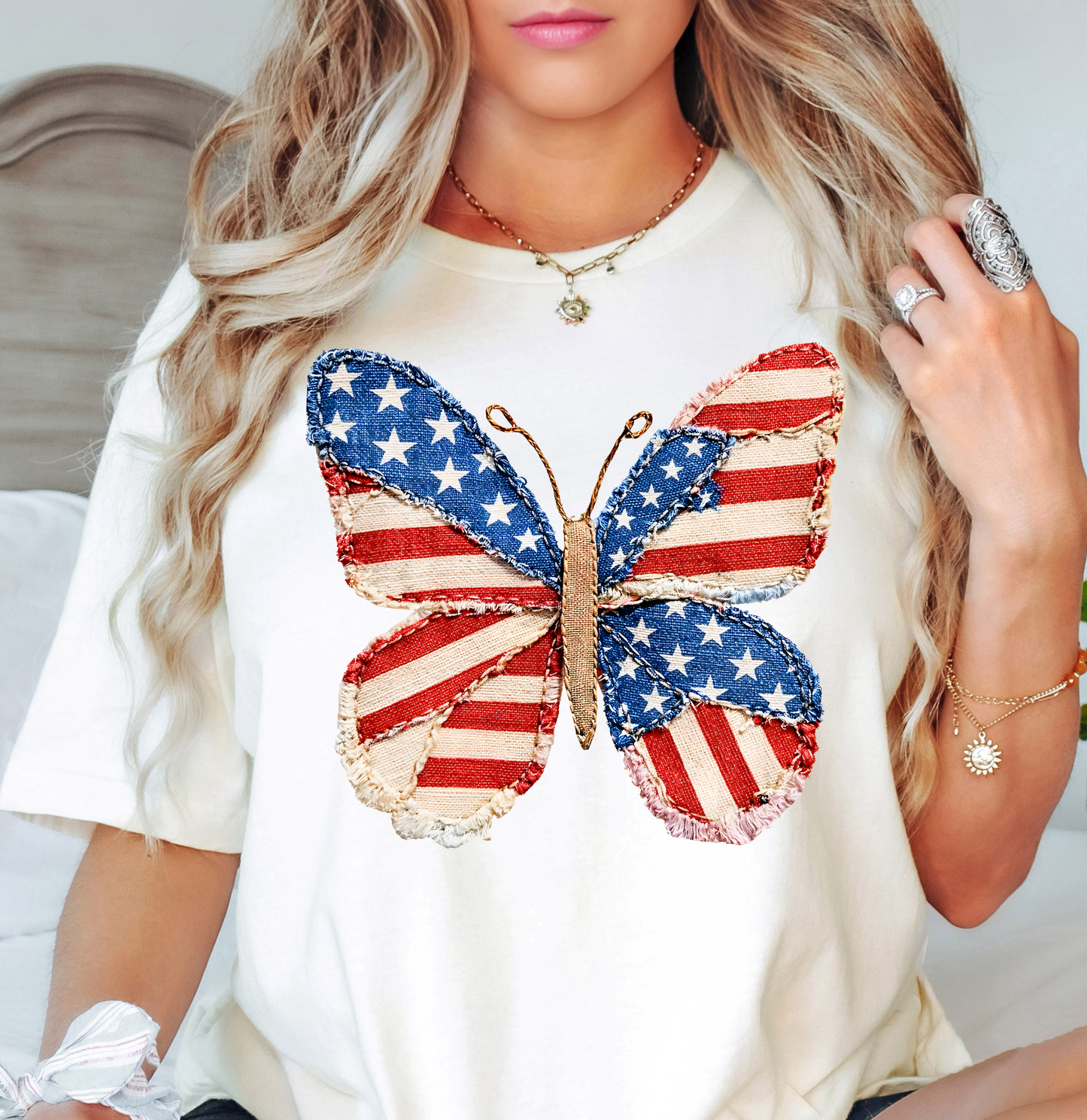 USA Butterfly Tee | Stars and Stripes Collection | Unisex Pre-Shrunk T-Shirt