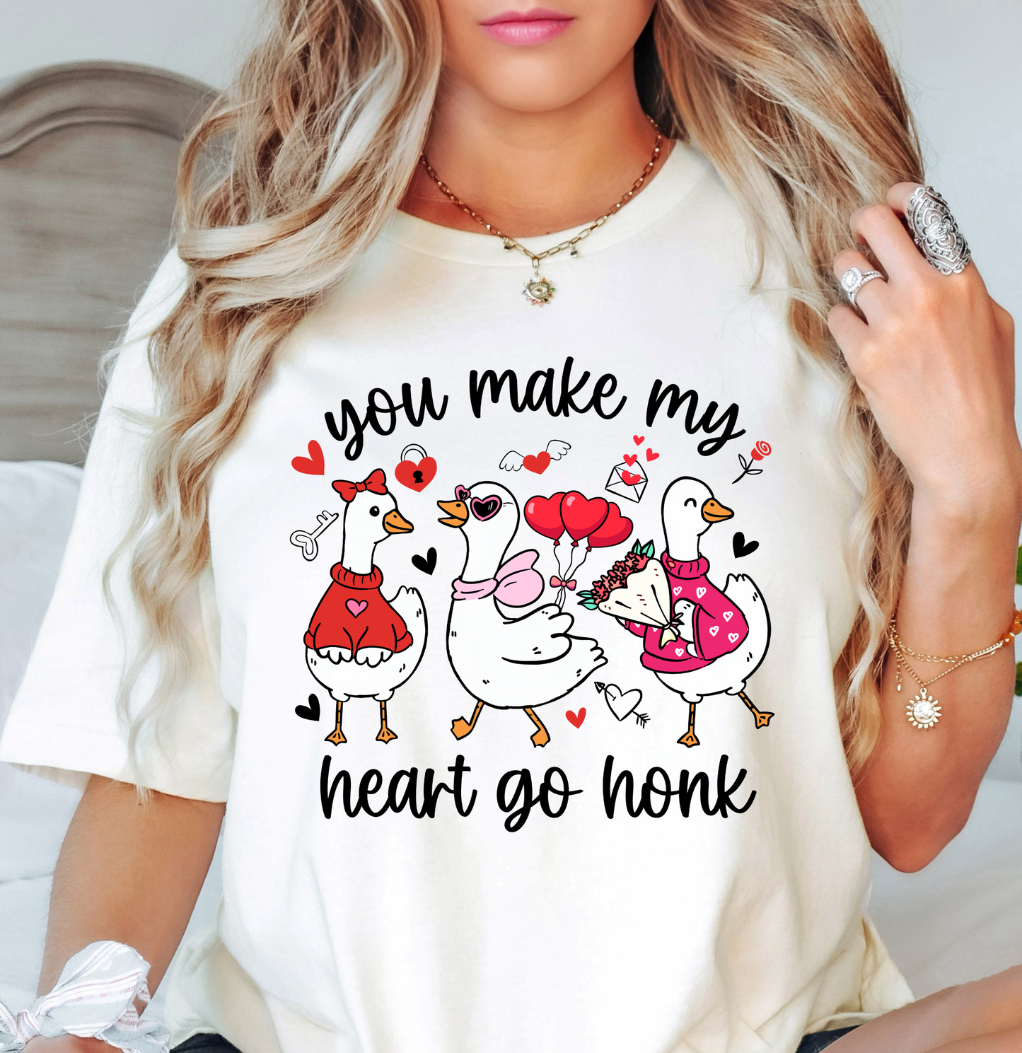 Goose Heart Go Honk Tee | XoXo Love Collection | Unisex Pre-Shrunk T-Shirt
