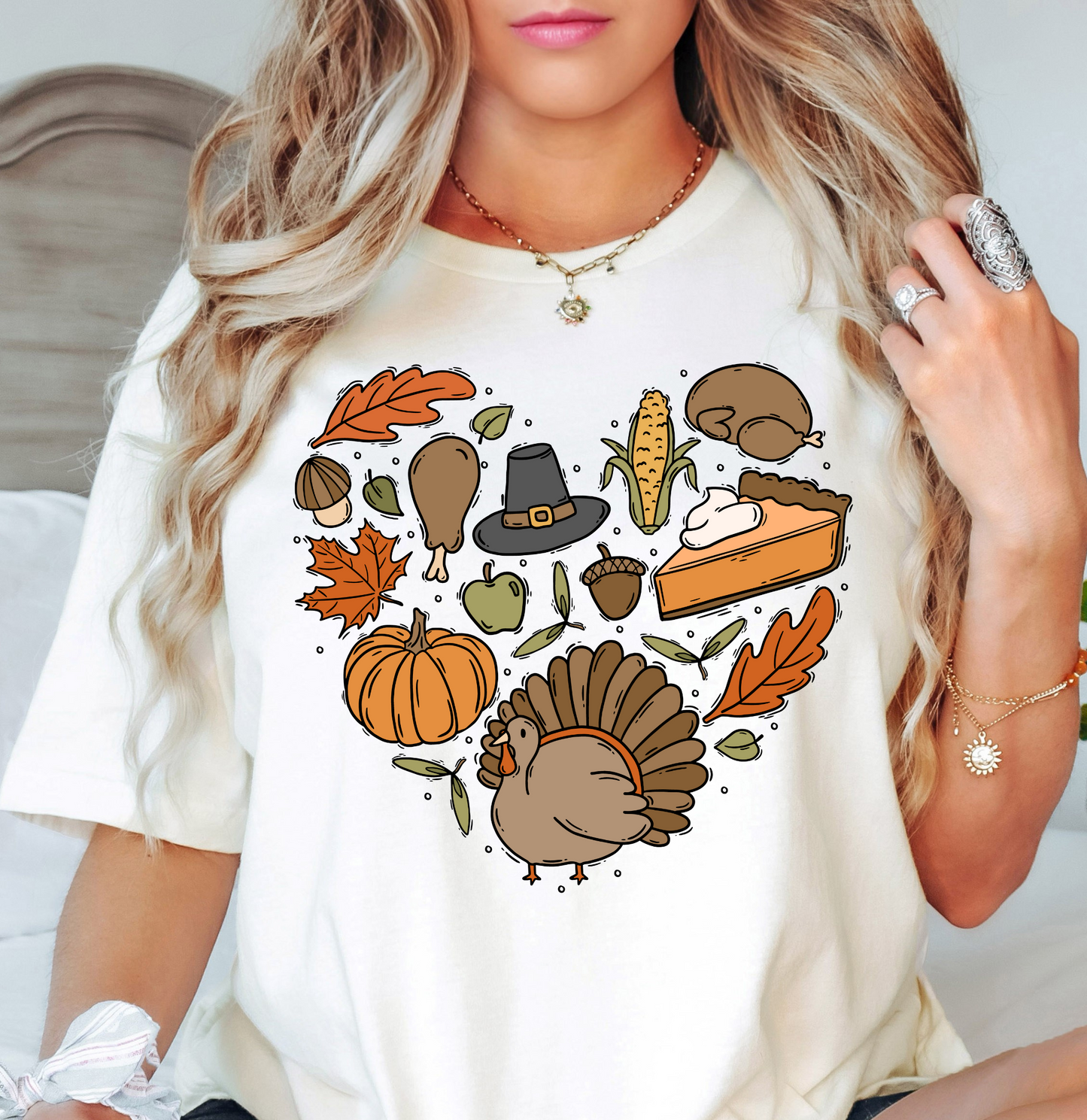 Thanksgiving Heart Doodles Tee | Harvest Joy Collection | Unisex Pre-Shrunk T-Shirt