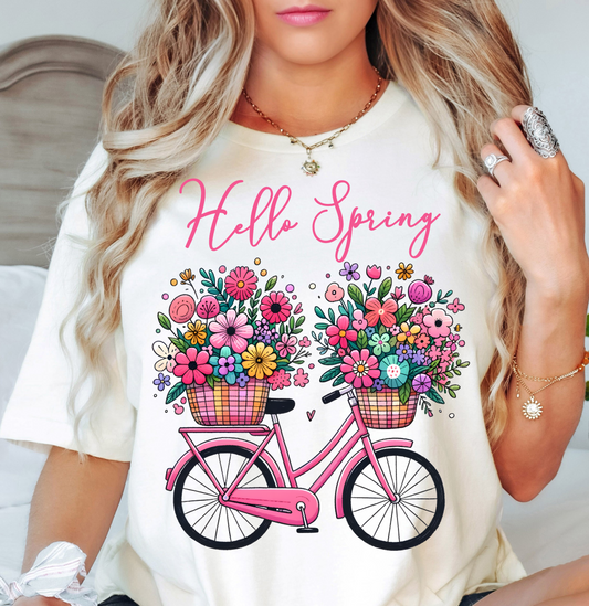 Hello Spring Bicycle Tee | Spring Fling Collection | Unisex Pre-Shrunk T-Shirt