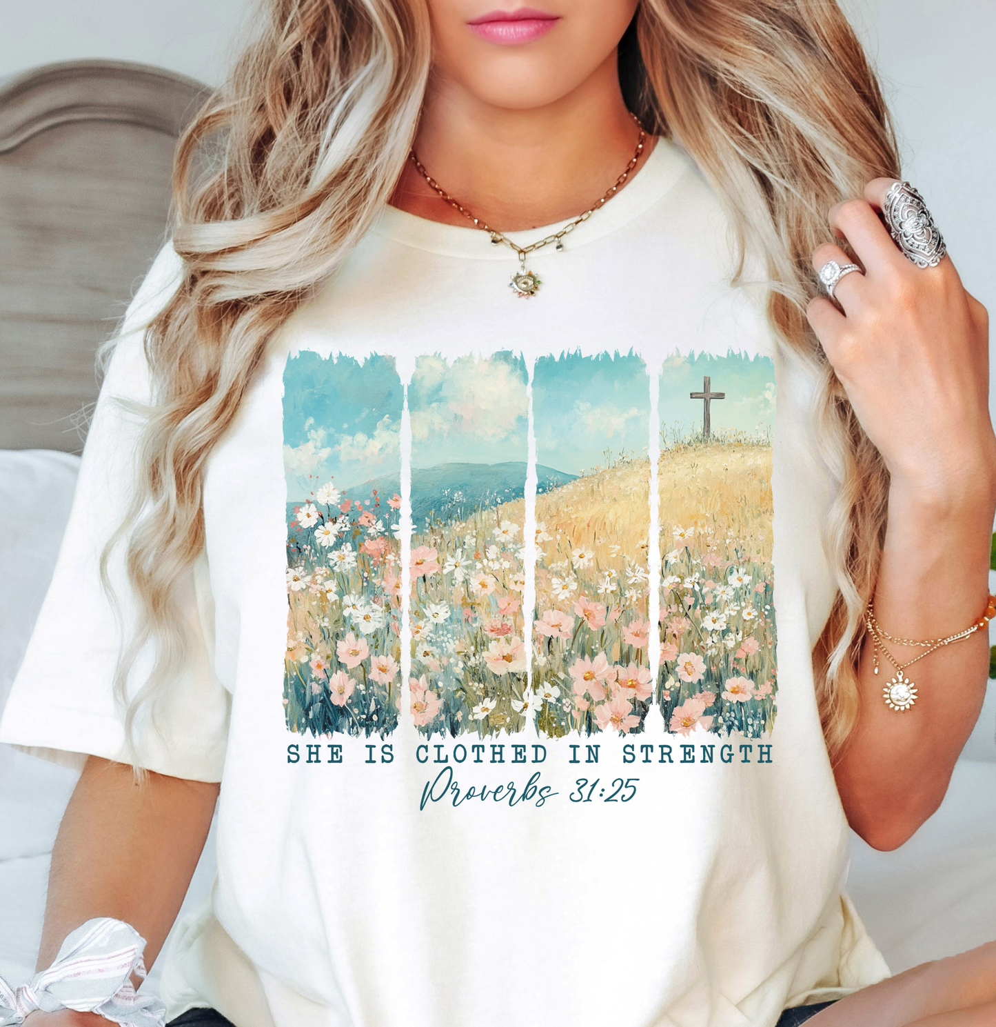 She Is Clothed (Proverbs 31) Tee | Walk By Faith Collection | Unisex Pre-Shrunk T-Shirt