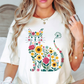 Floral Cat Outline Tee | Pawsitive Vibes Collection | Unisex Pre-Shrunk T-Shirt
