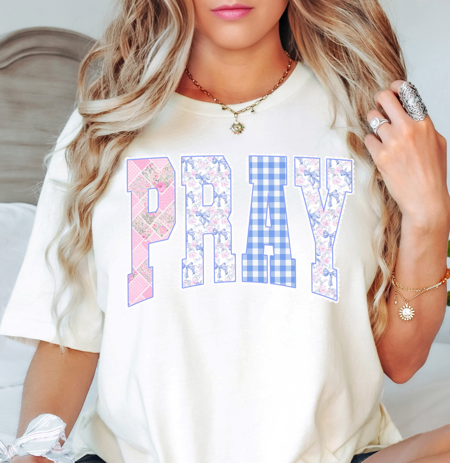 Pray Preppy Coquette Tee | Walk By Faith Collection | Unisex Pre-Shrunk T-Shirt