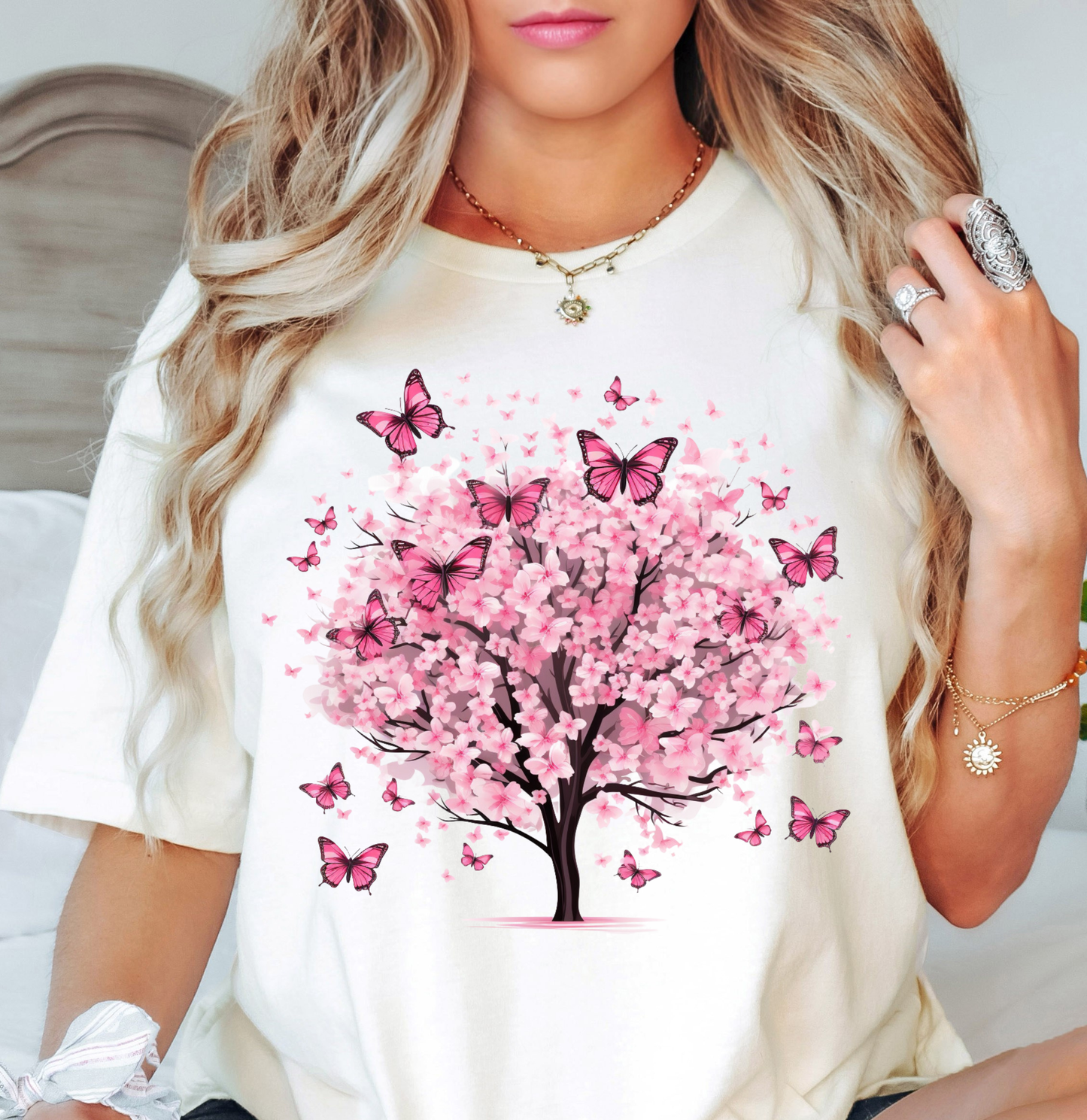 Cherry Blossom Butterflies Tee | Spring Fling Collection | Unisex Pre-Shrunk T-Shirt