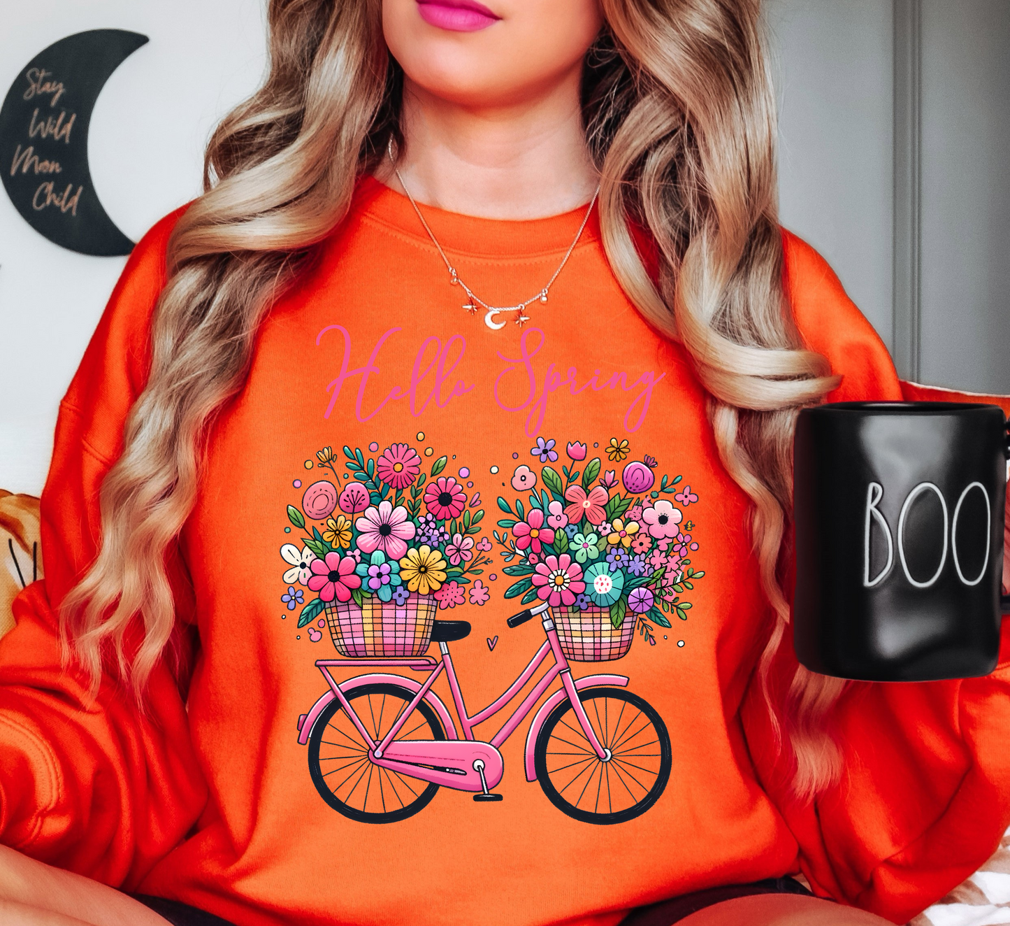 Hello Spring Bicycle Sweatshirt | Spring Fling Collection | Unique Gifts for Family Friends