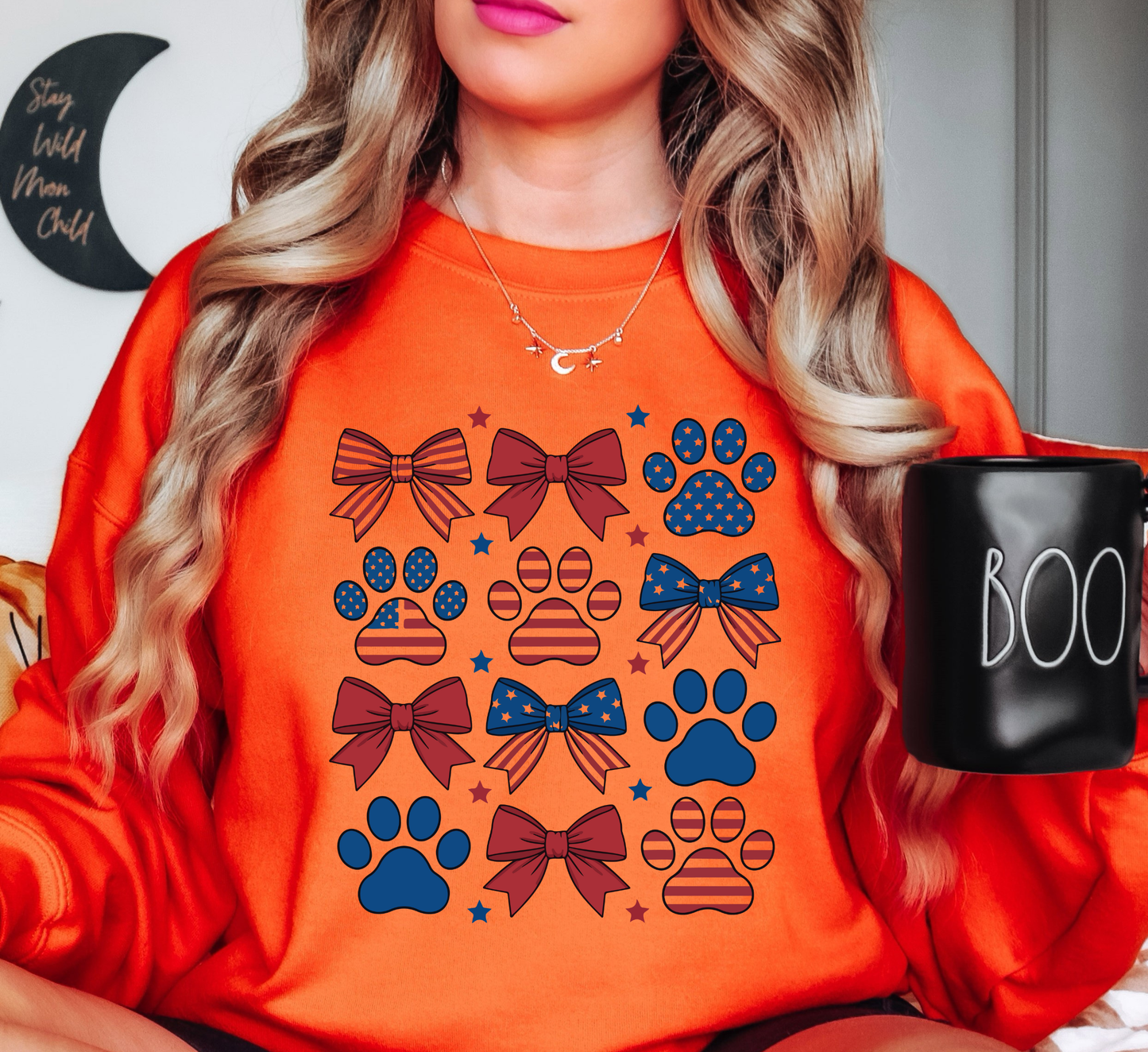 USA Paw Prints Sweatshirt | Pawsitive Vibes Collection | Unique Gifts for Family and Friends