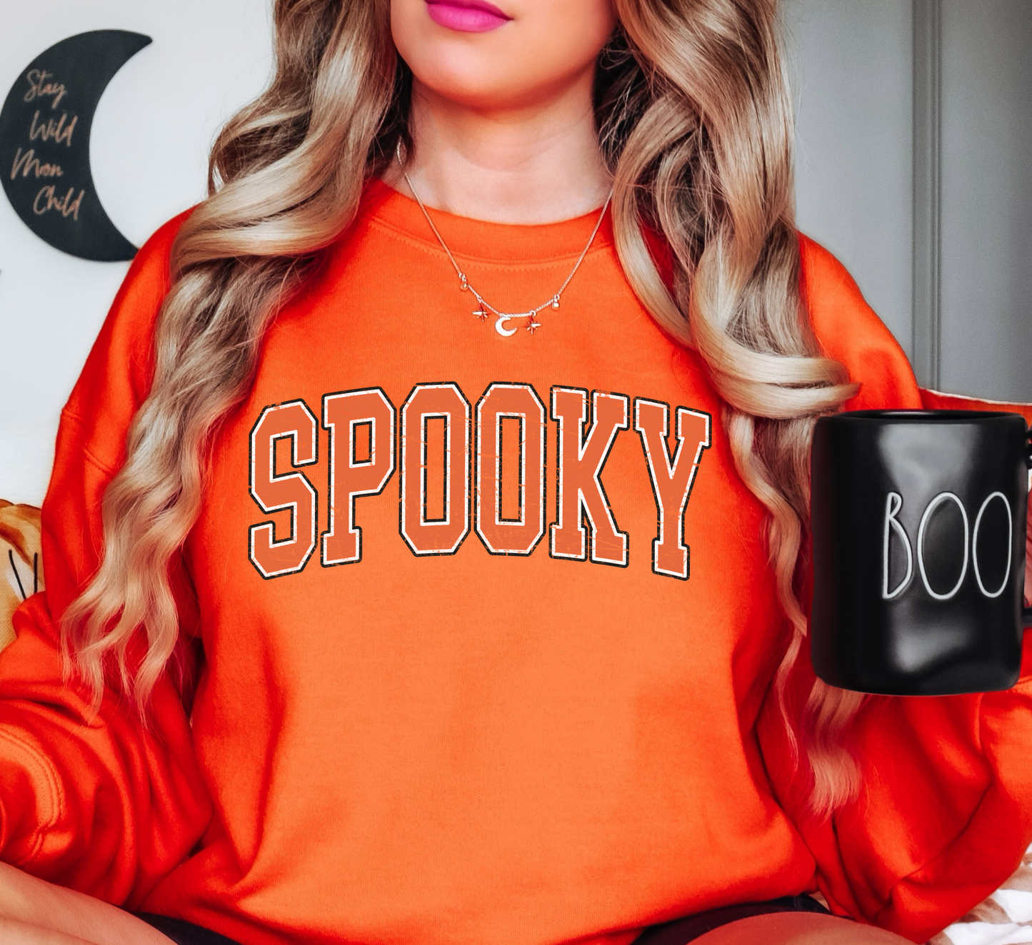 Spooky Varsity Sweatshirt | Boo-tiful Vibes Collection | Unique Gifts for Family Friends