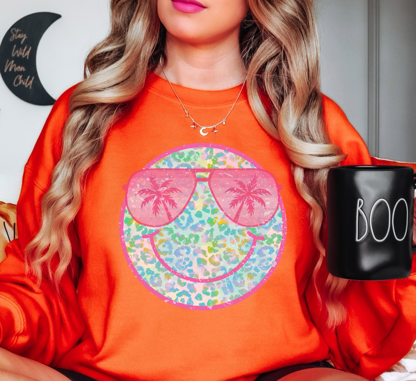 Leopard Beach Smiley Sweatshirt | Beach Breeze Collection | Unique Gifts for Family Friends