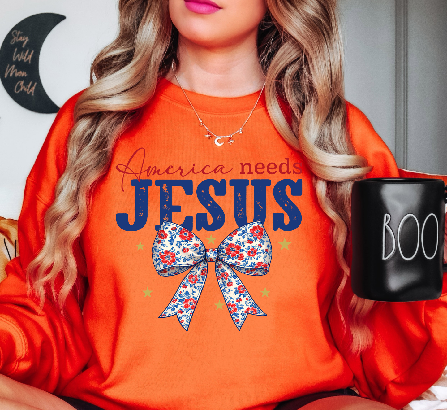 America Needs Jesus Sweatshirt | Stars and Stripes Collection | Unique Gifts for Family and Friends
