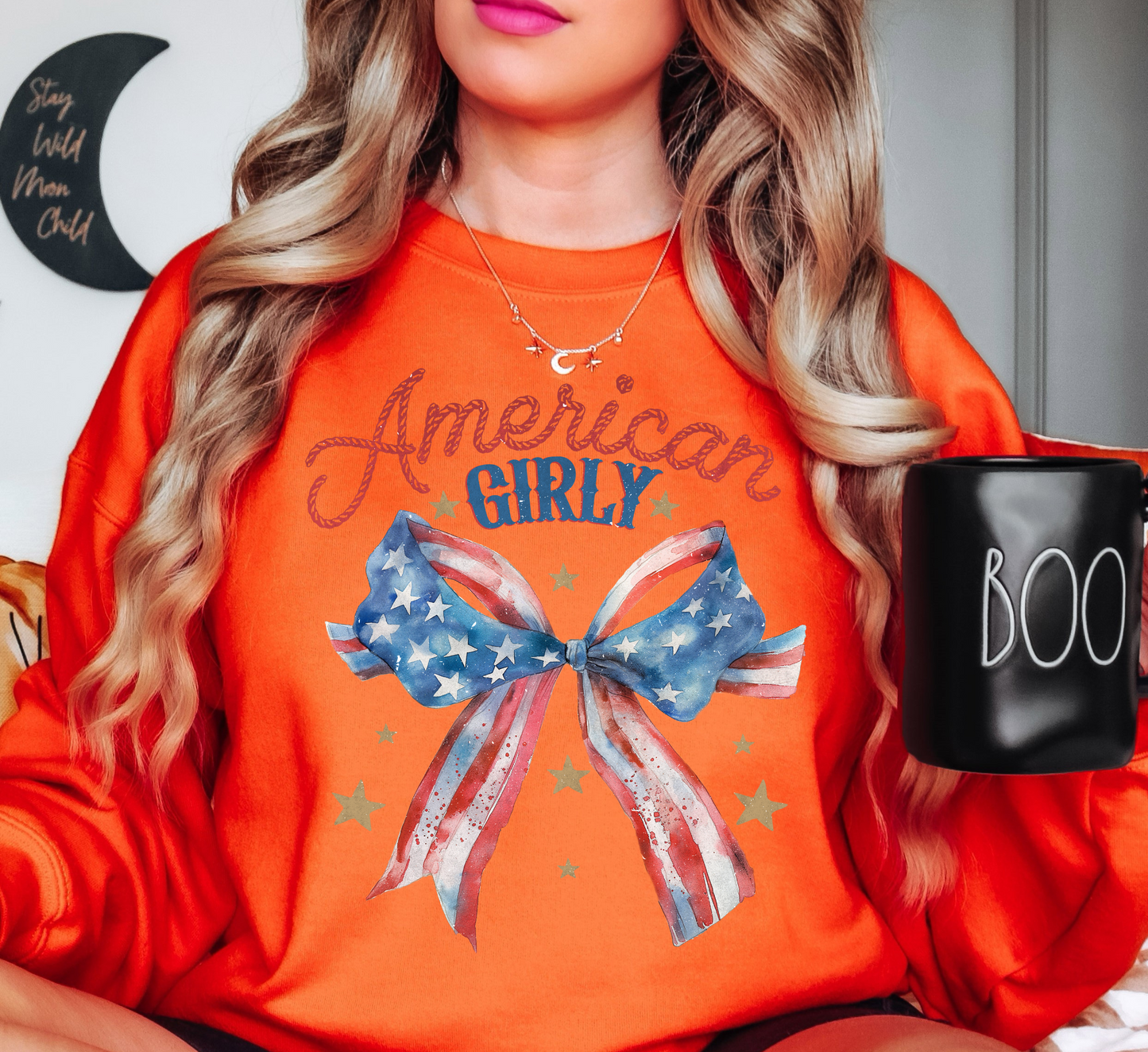 American Girly Sweatshirt | Stars and Stripes Collection | Unique Gifts for Family