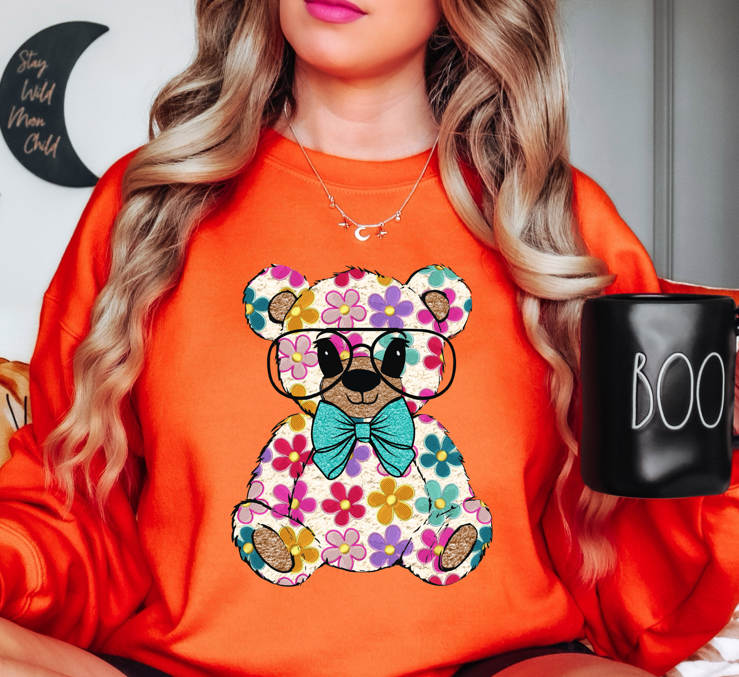 Floral Daisy Bear Sweatshirt | Hoppin' Into Spring Collection | Unique Gifts for Family Friends