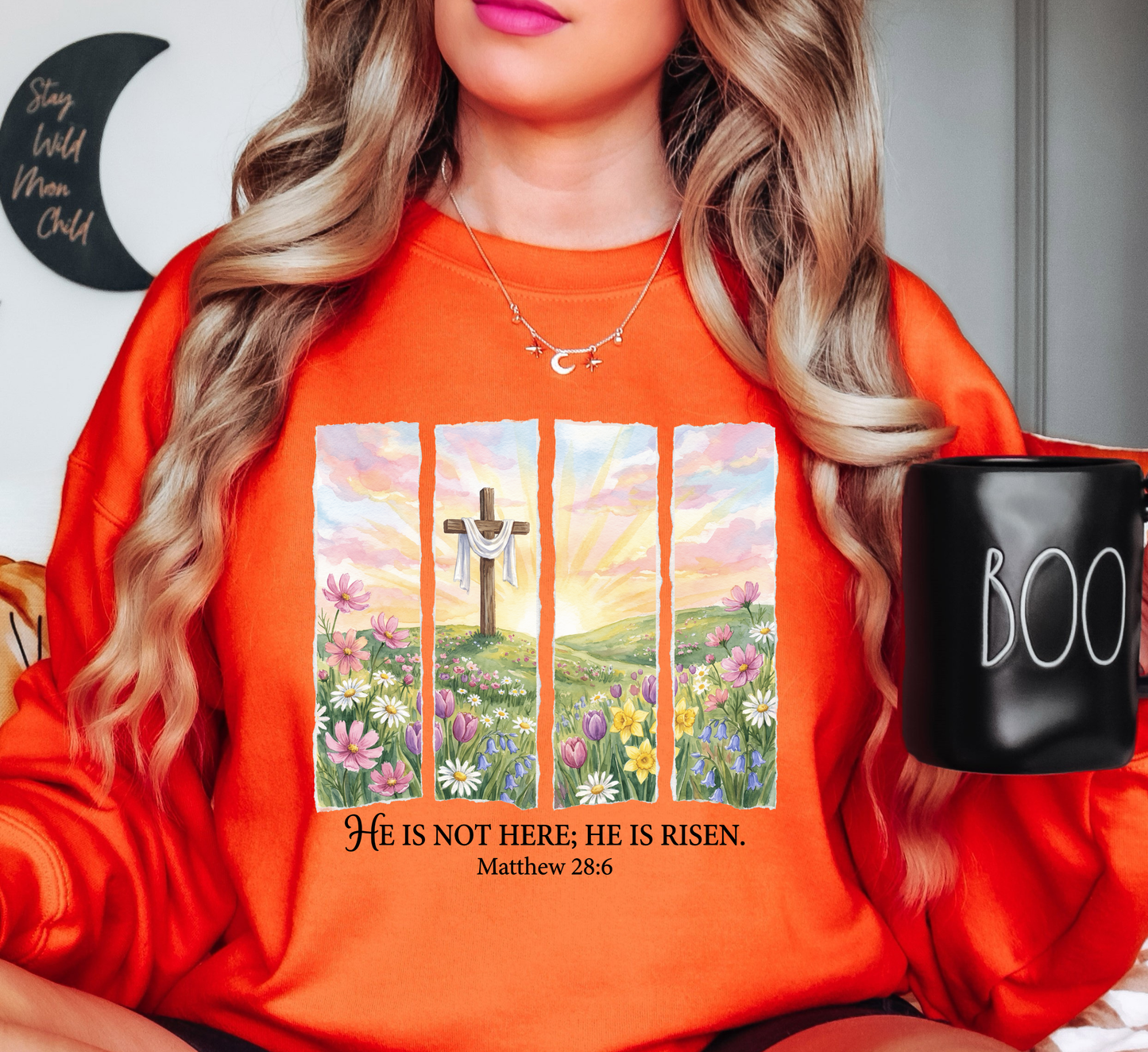 He Is Risen (Matthew) Florals Sweatshirt | Walk By Faith Collection | Unique Gifts for Family and Friends