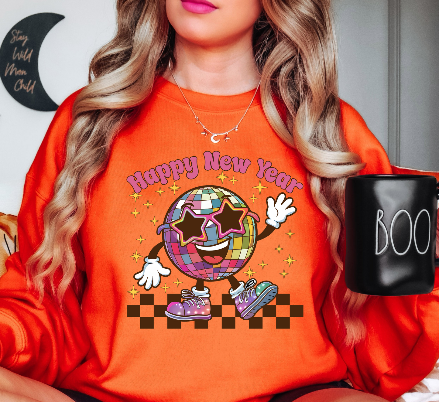 Retro Happy New Year Sweatshirt | New Year Magic Collection | Unique Gifts for Family Friends