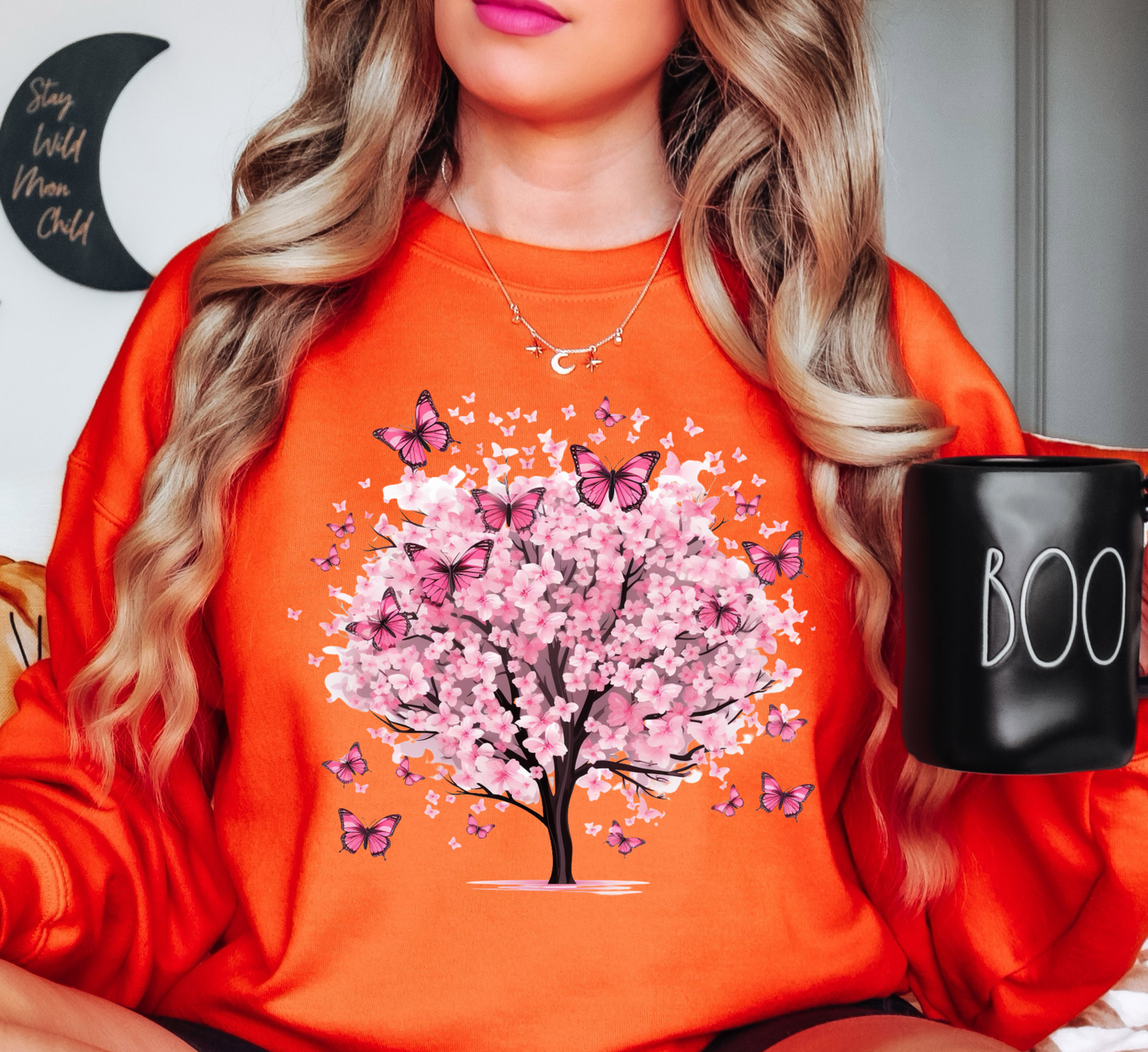 Cherry Blossom Butterflies Sweatshirt | Spring Fling Collection | Unique Gifts for Family Friends