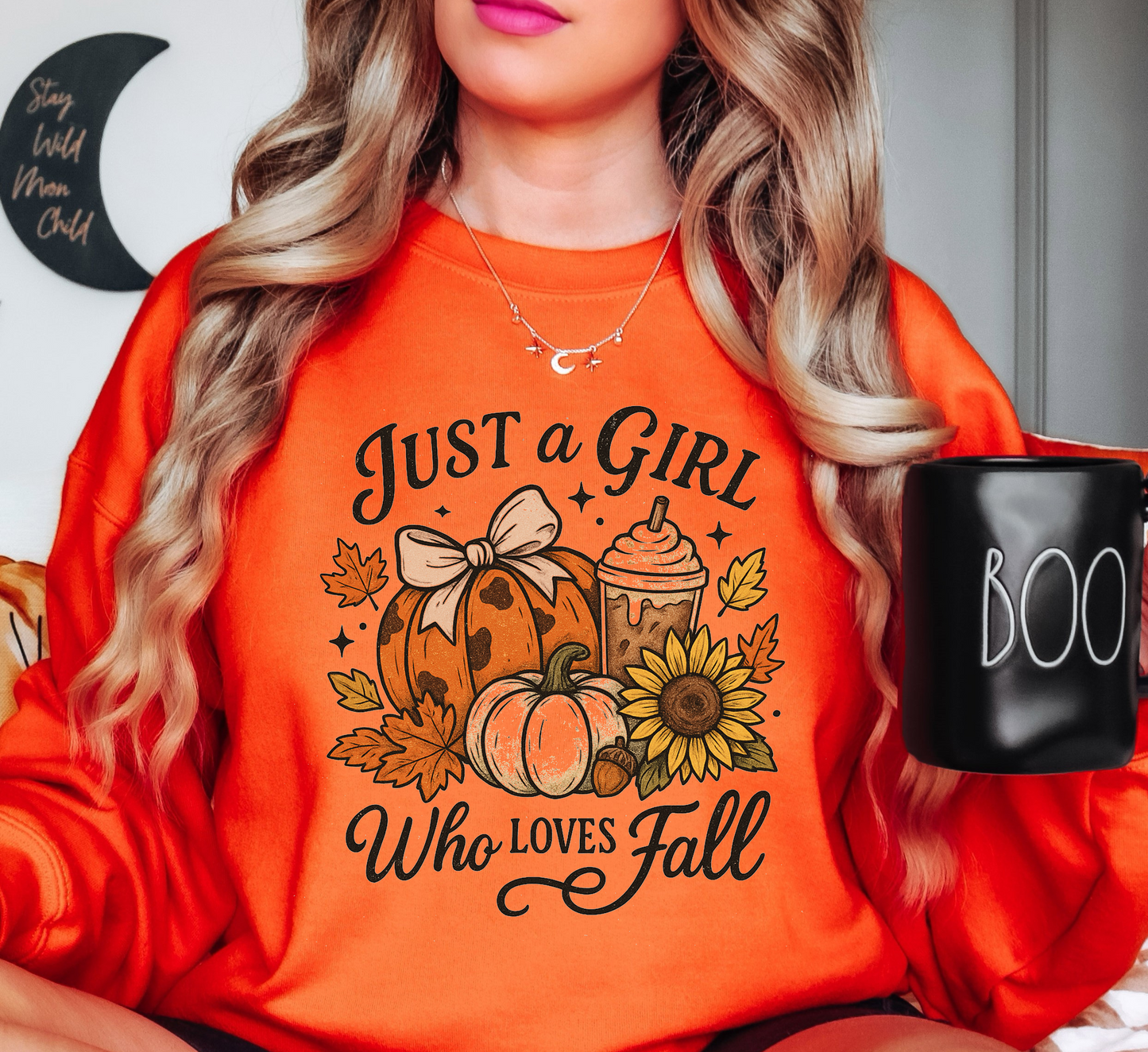 Just A Girl Who Loves Fall Sweatshirt | Falling For You Collection | Unique Gifts for Family Friends
