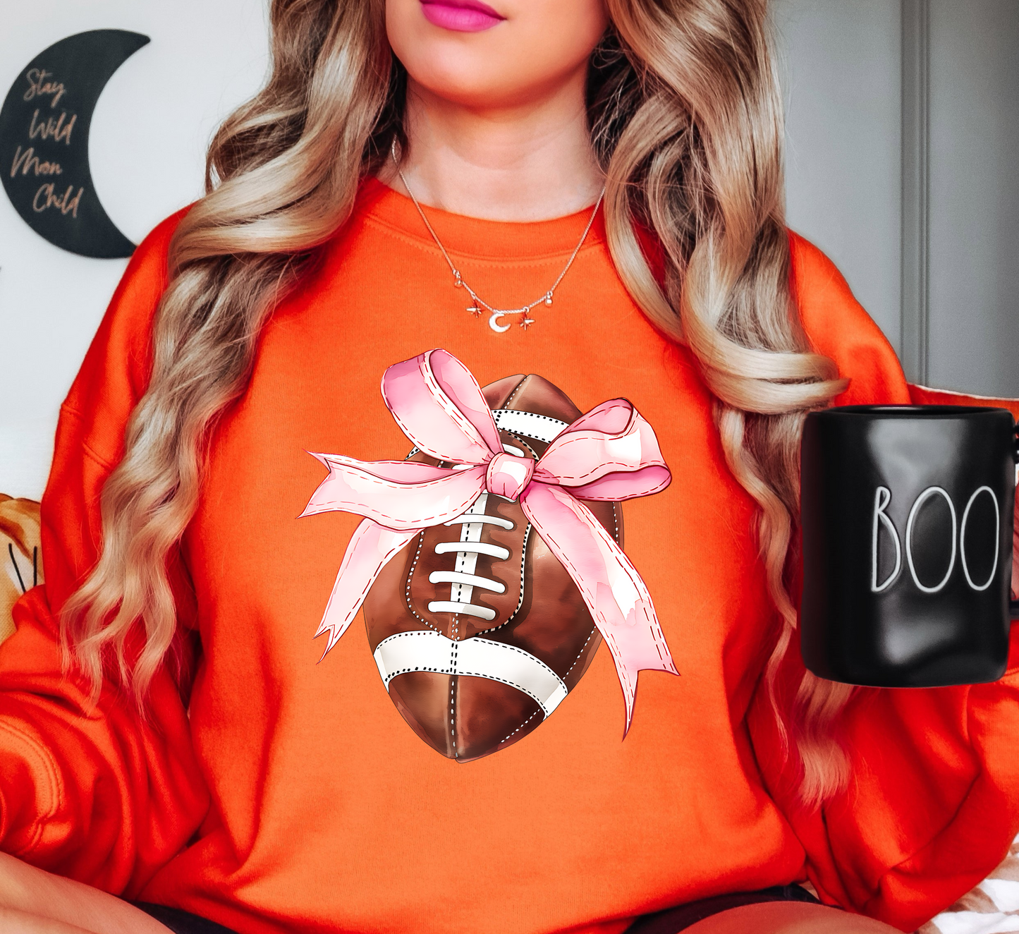 Coquette Football Bow Sweatshirt | Groovy Vibes Collection | Unique Gifts for Family and Friends