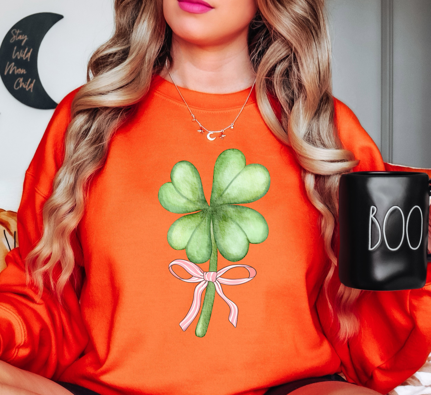 Bow and Shamrock Sweatshirt | Feeling Lucky Collection | Unique Gifts for Family Friends