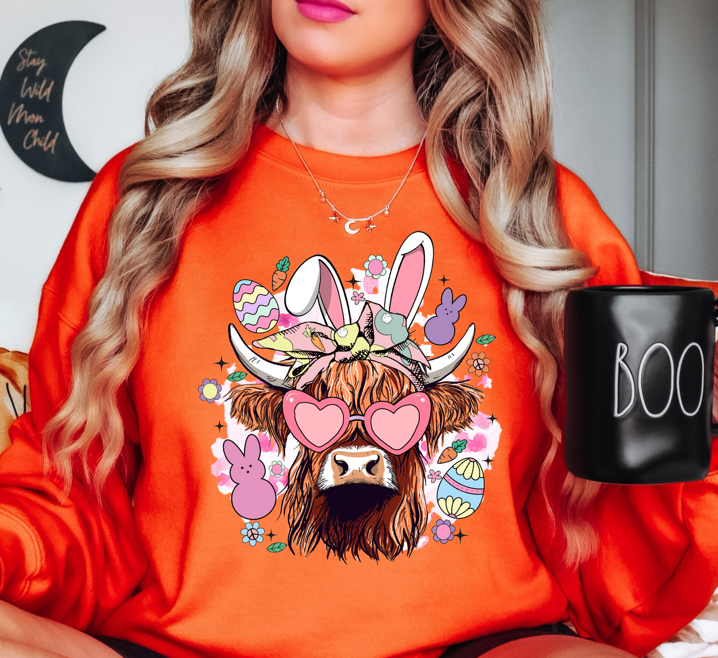 Highland Cow Bunny Sweatshirt | Hoppin' Into Spring Collection | Unique Gifts for Family Friends