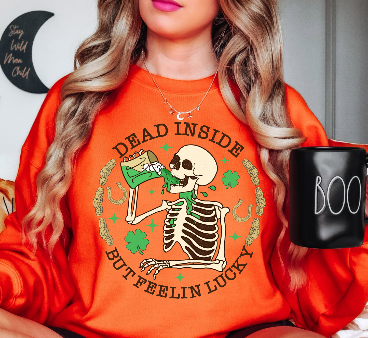 Dead Inside But Feelin Lucky Sweatshirt | Feeling Lucky Collection | Unique Gifts for Family Friends