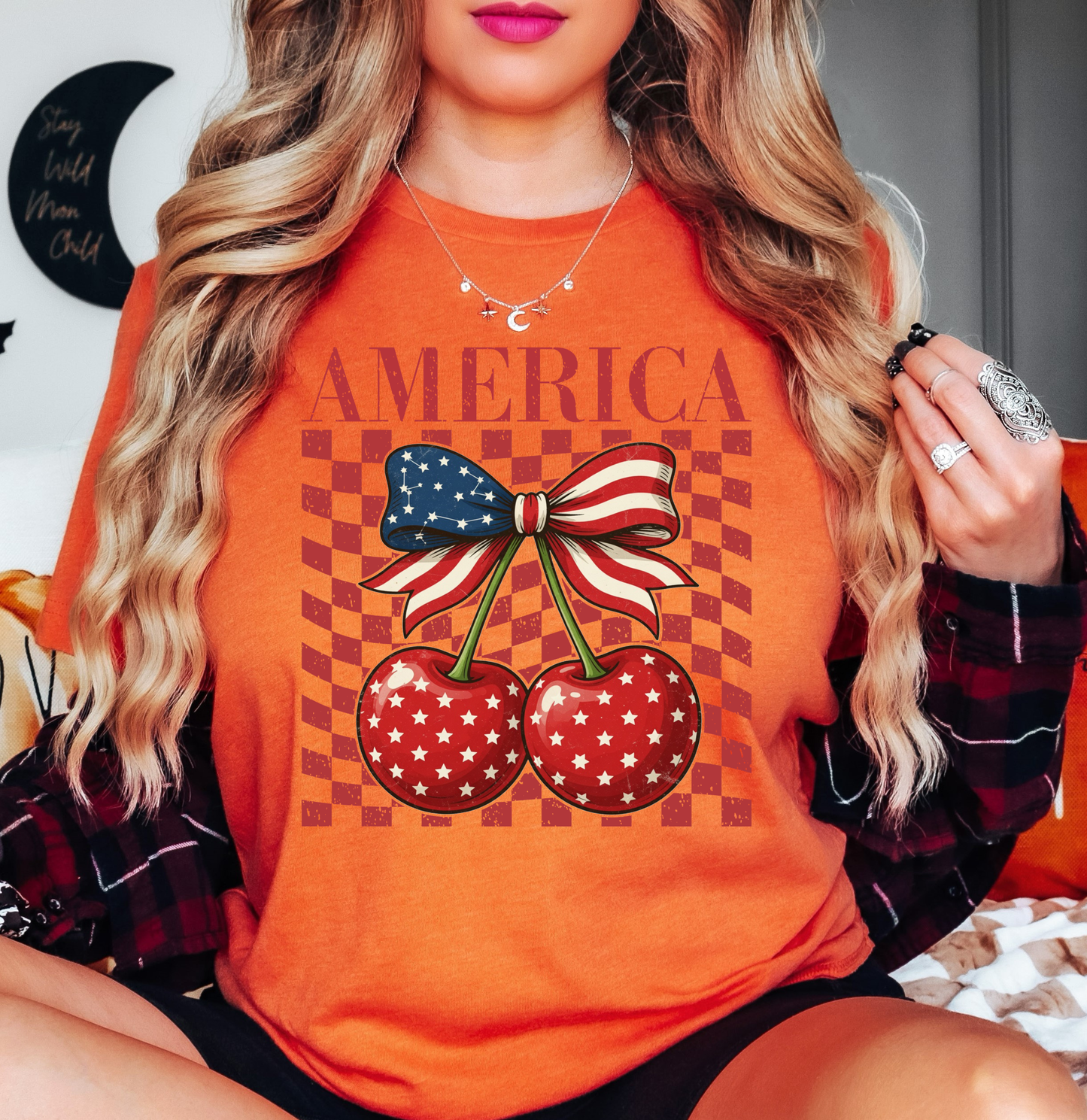 America Cherry Tee | Stars and Stripes Collection | Unisex Pre-Shrunk T-Shirt