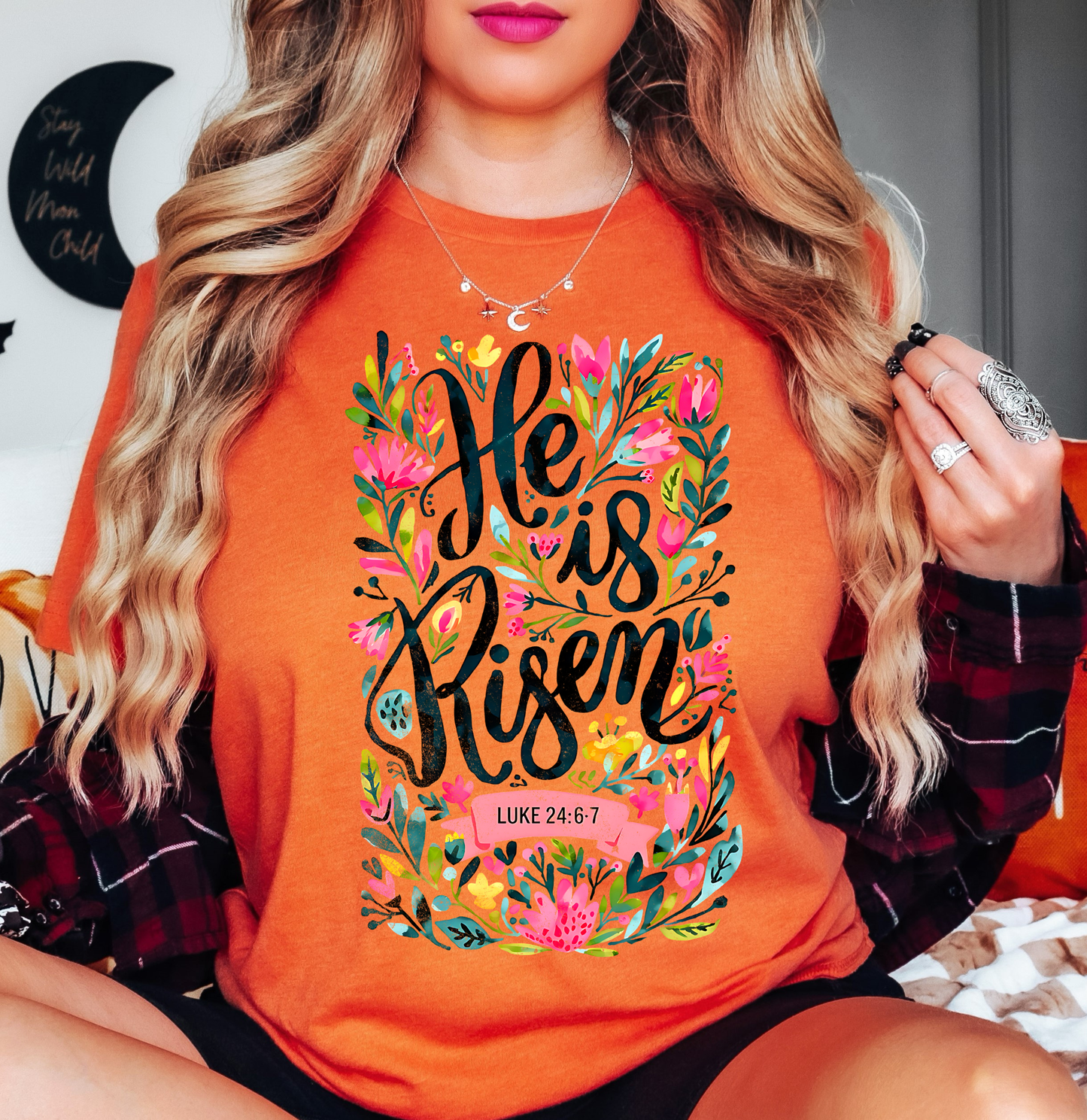 He Is Risen Floral Wreath Tee | Walk By Faith Collection | Unisex Pre-Shrunk T-Shirt