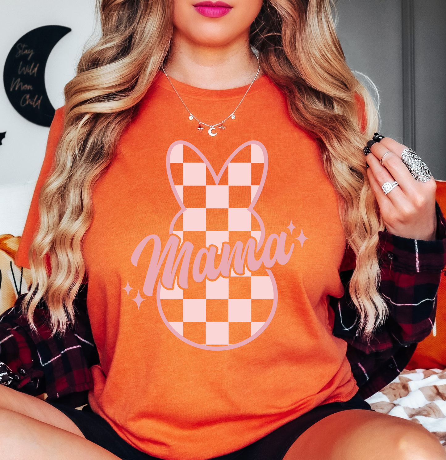 Checkered Mama Bunny Tee | Mama Mode Activated Collection | Unisex Pre-Shrunk T-Shirt