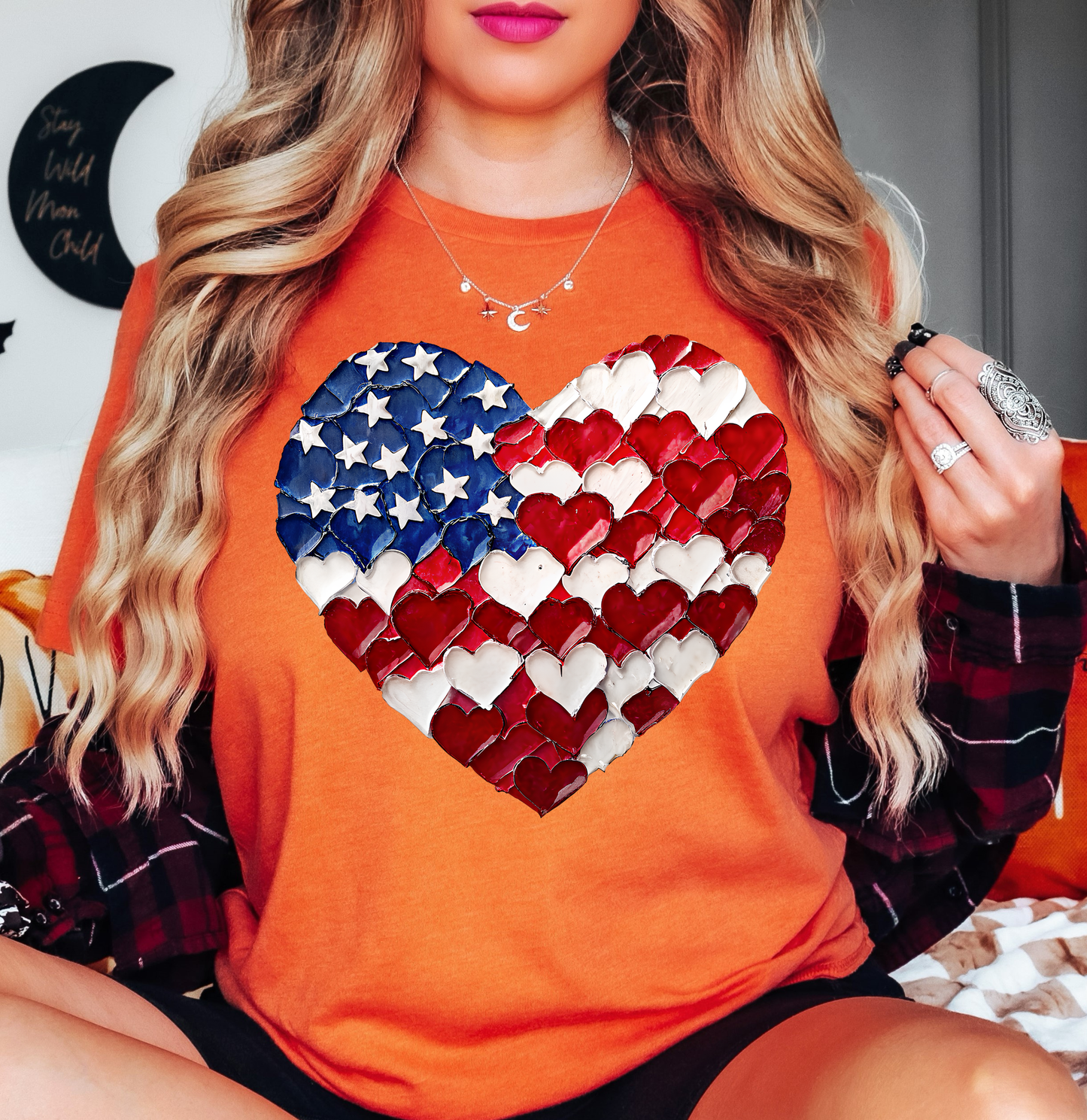 USA Heart Brushstrokes Tee | Stars and Stripes Collection | Unisex Pre-Shrunk T-Shirt