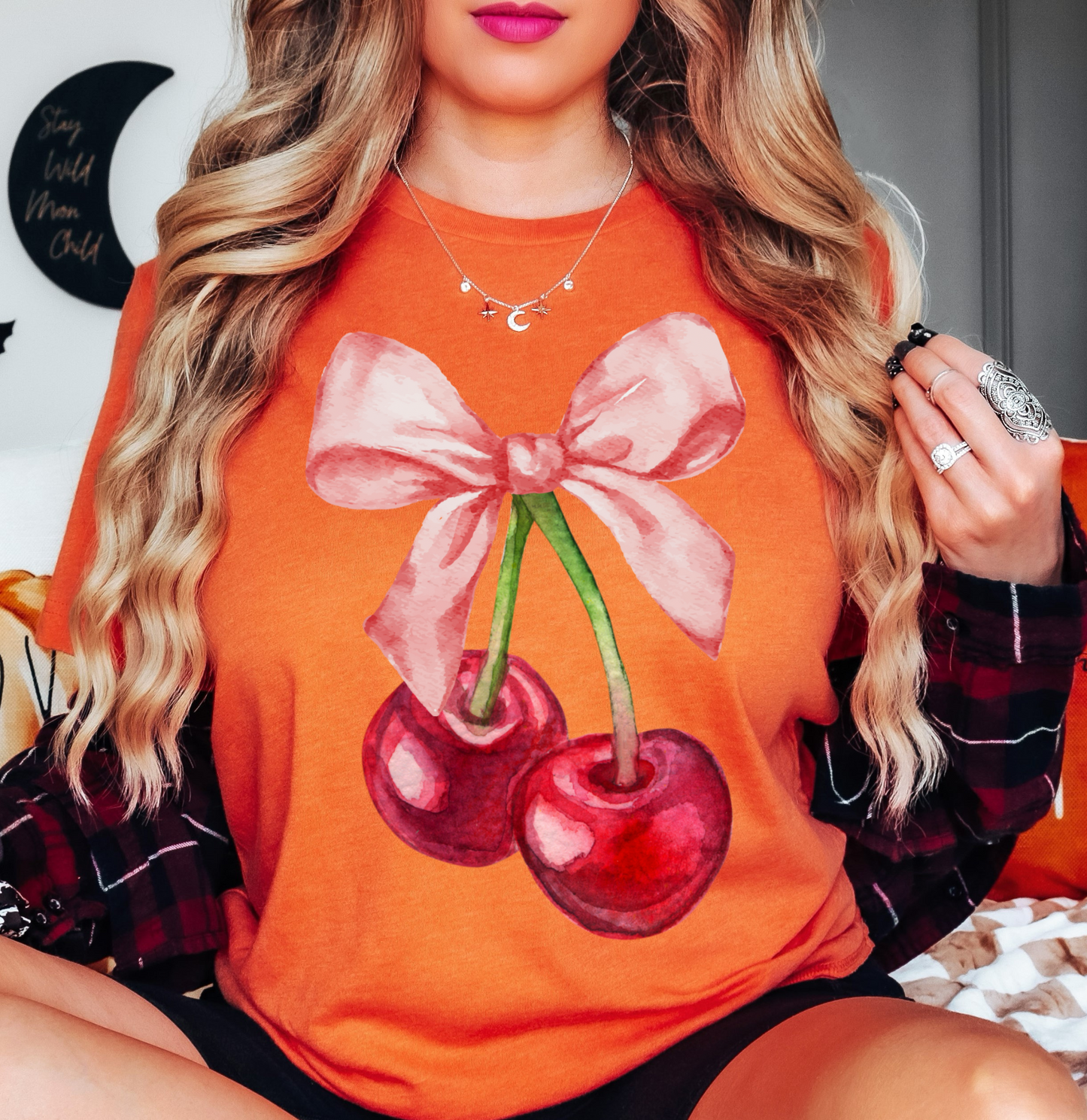 Cute Cherry Bow Tee | Groovy Vibes Collection | Unisex Pre-Shrunk T-Shirt