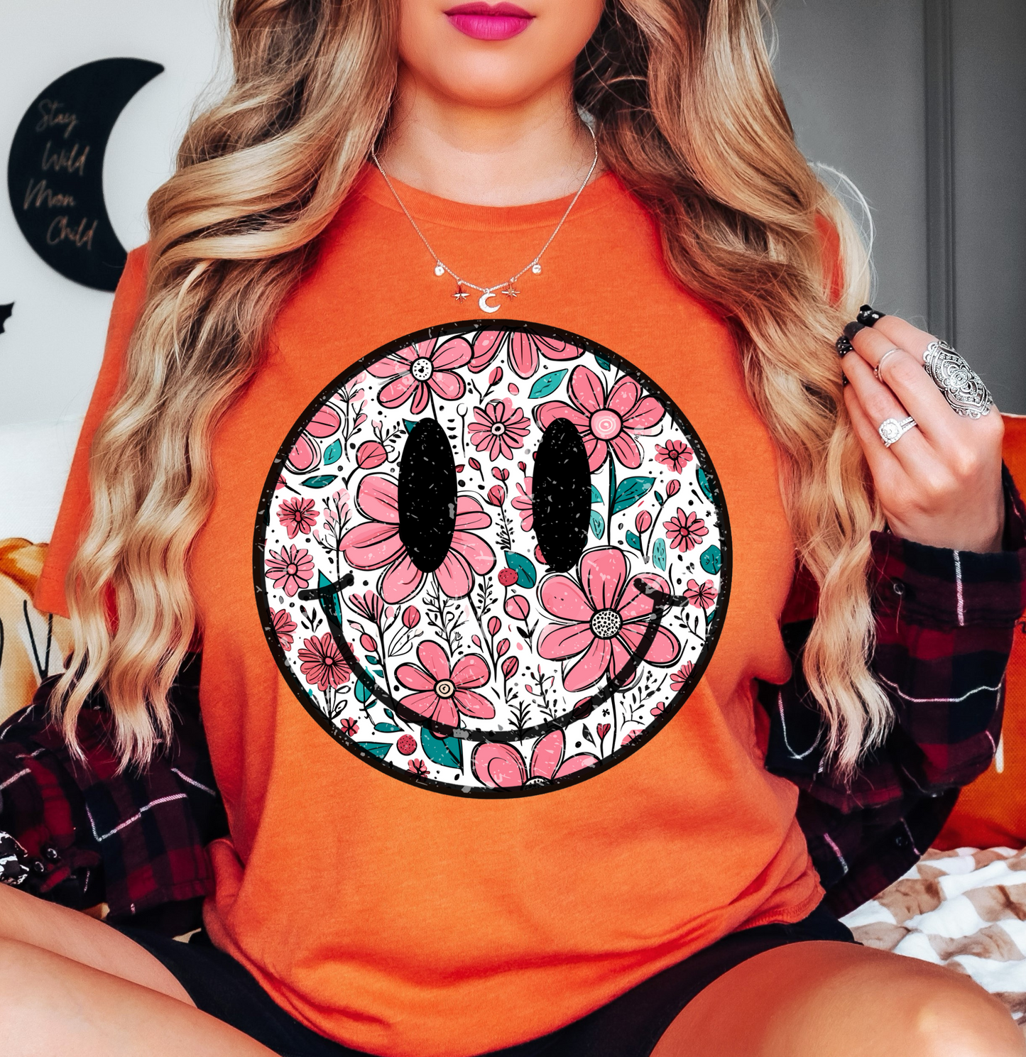 Floral Spring Smiley Face Tee | Spring Fling Collection | Unisex Pre-Shrunk T-Shirt