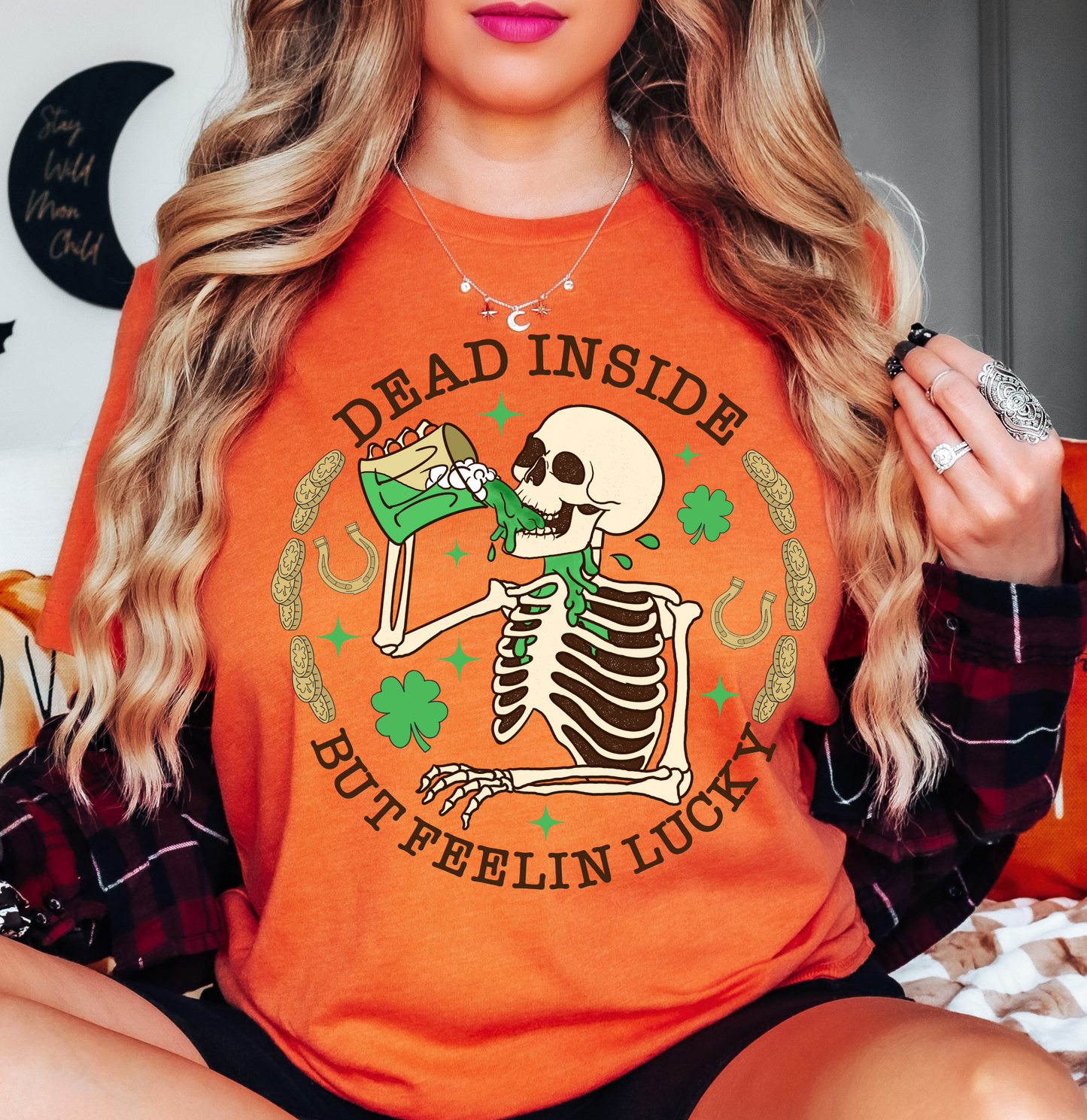 Dead Inside But Feelin Lucky Tee | Feeling Lucky Collection | Unisex Pre-Shrunk T-Shirt